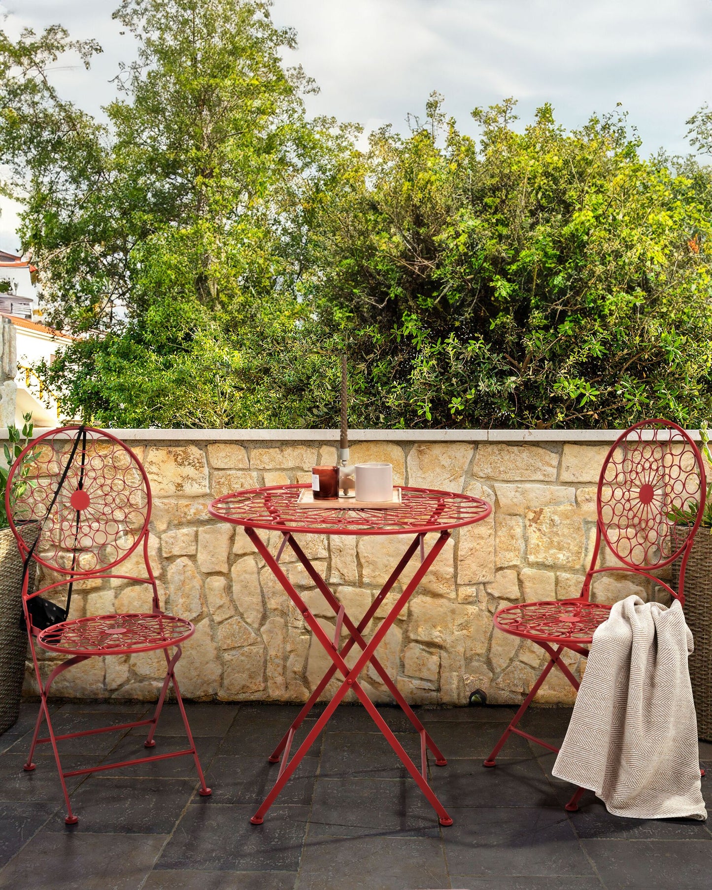 Set of 2 Garden Chairs SCARIO Metal Red