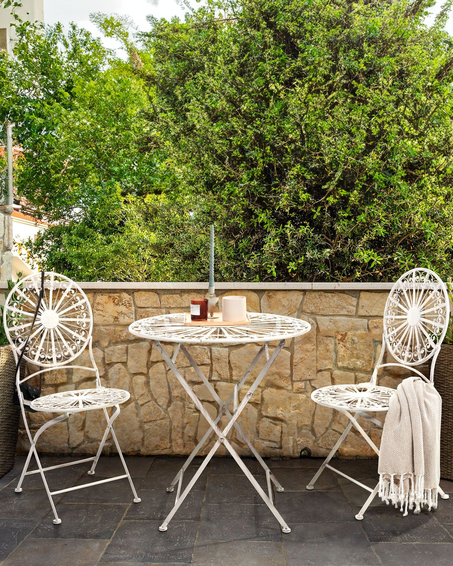 Set of 2 Garden Chairs SCAFA Metal White