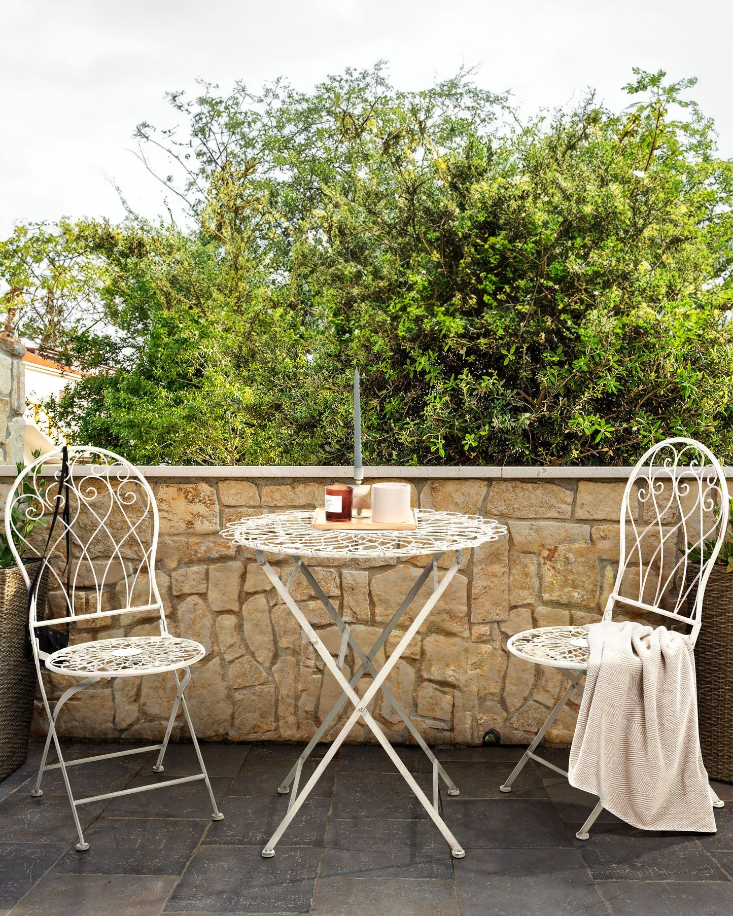 Set of 2 Garden Chairs STIFFE Metal White