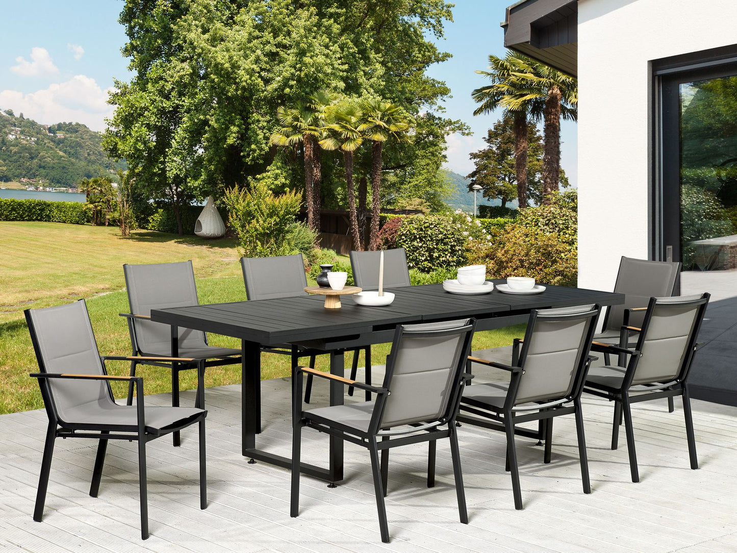 Garden Dining Set 8 Seater VALCANETTO/BUSSETO Metal Black
