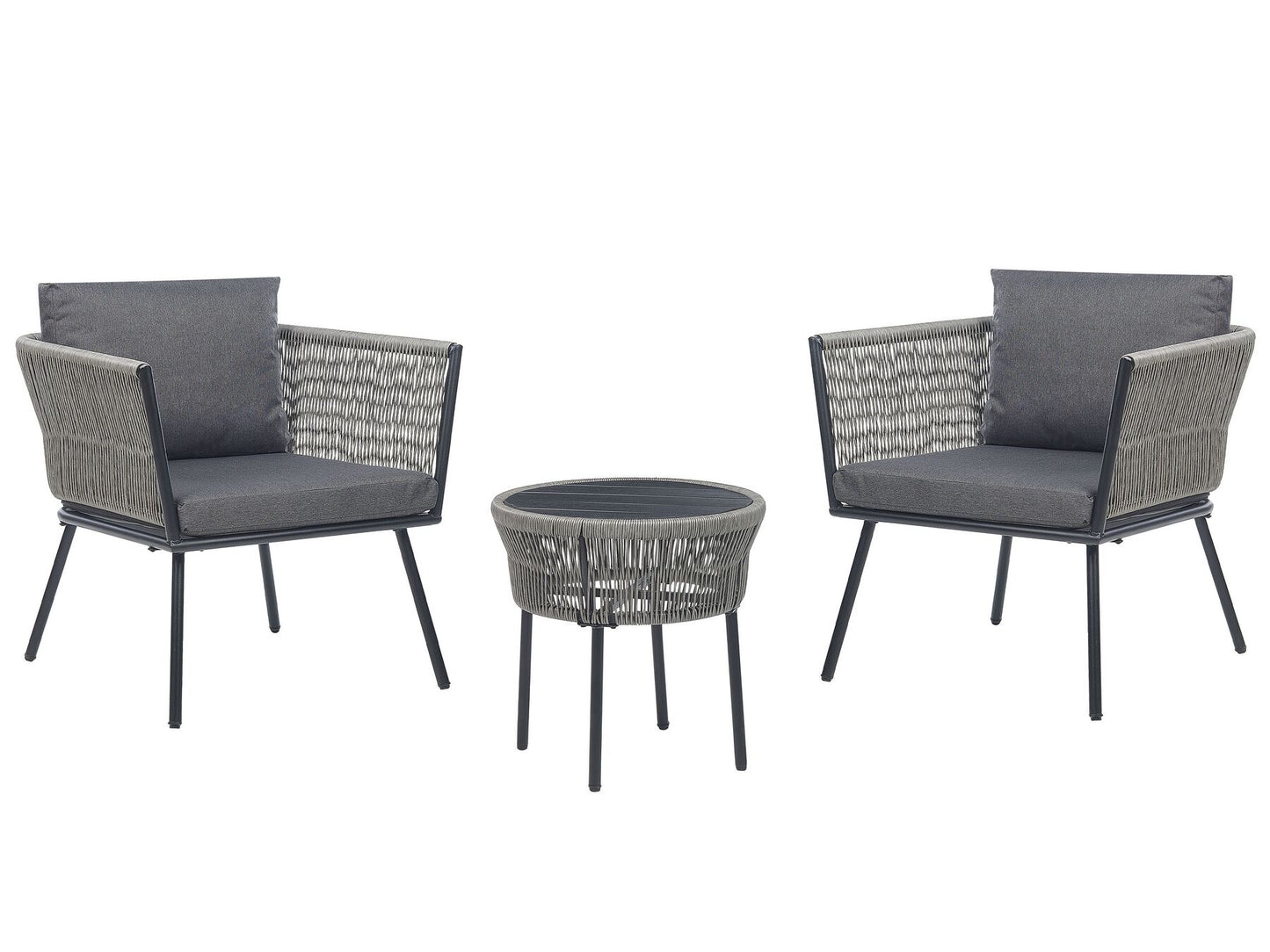 Bistro Set with Cushions GARGANO PE Rattan Grey