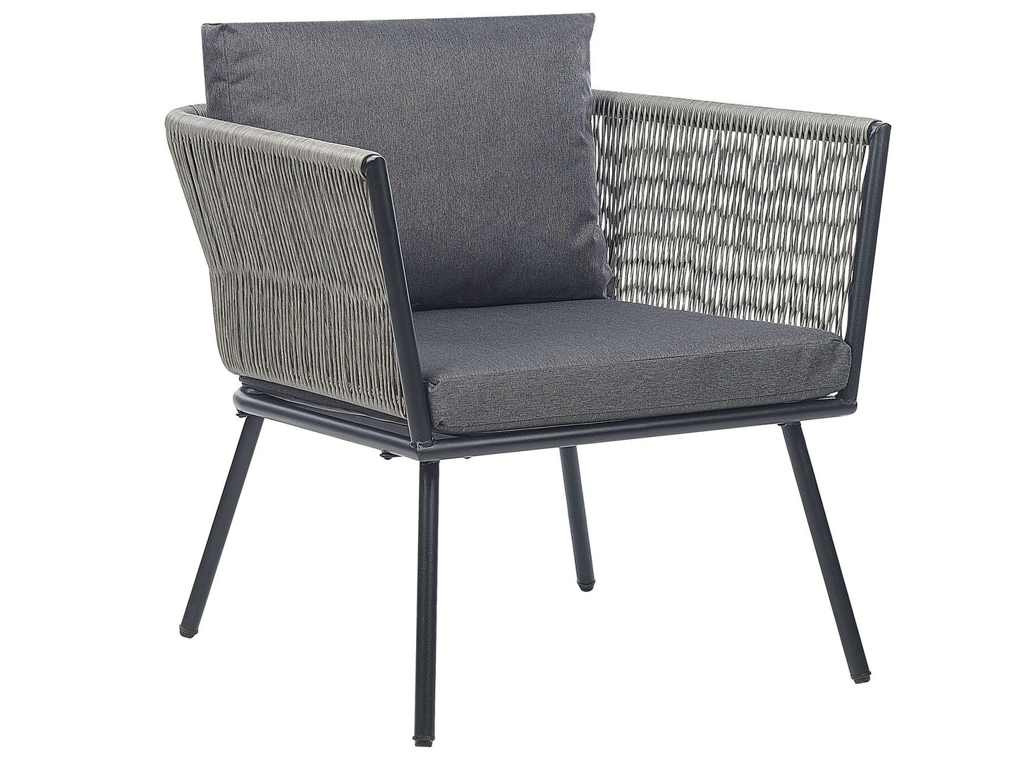 Bistro Set with Cushions GARGANO PE Rattan Grey
