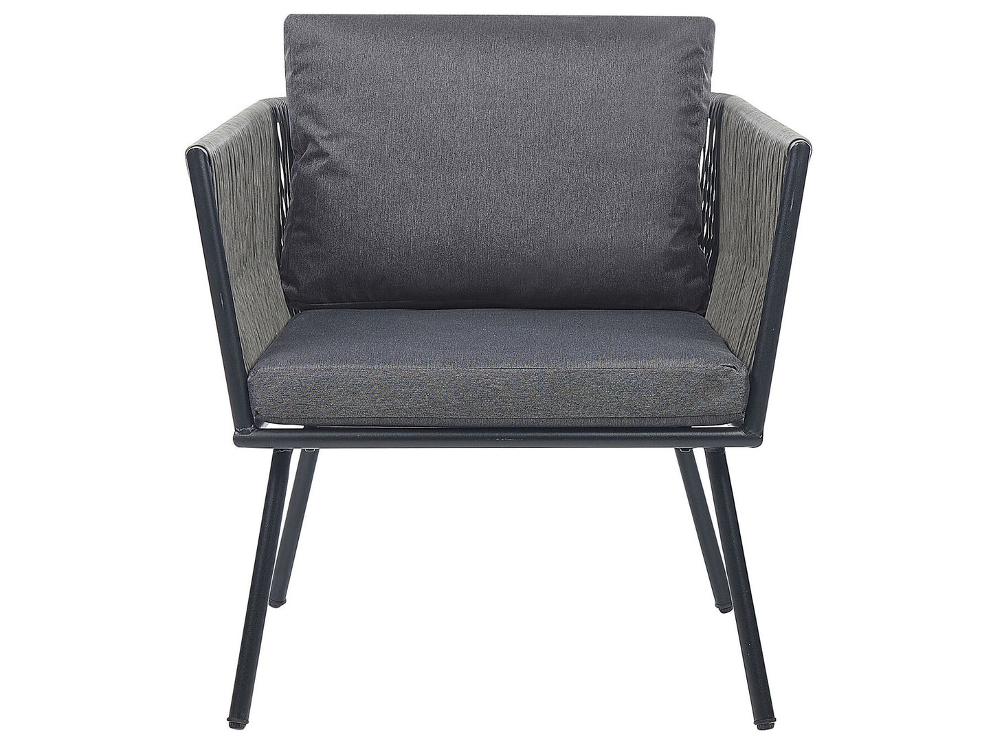 Bistro Set with Cushions GARGANO PE Rattan Grey