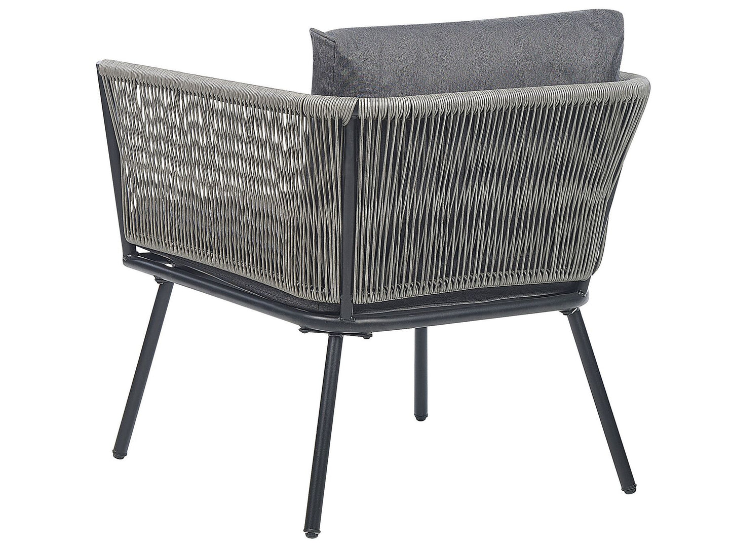 Bistro Set with Cushions GARGANO PE Rattan Grey