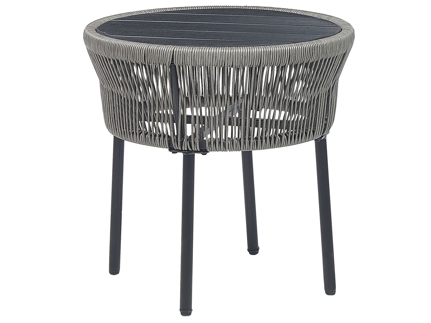 Bistro Set with Cushions GARGANO PE Rattan Grey