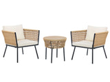 Bistro Set with Cushions Rattan Natural
