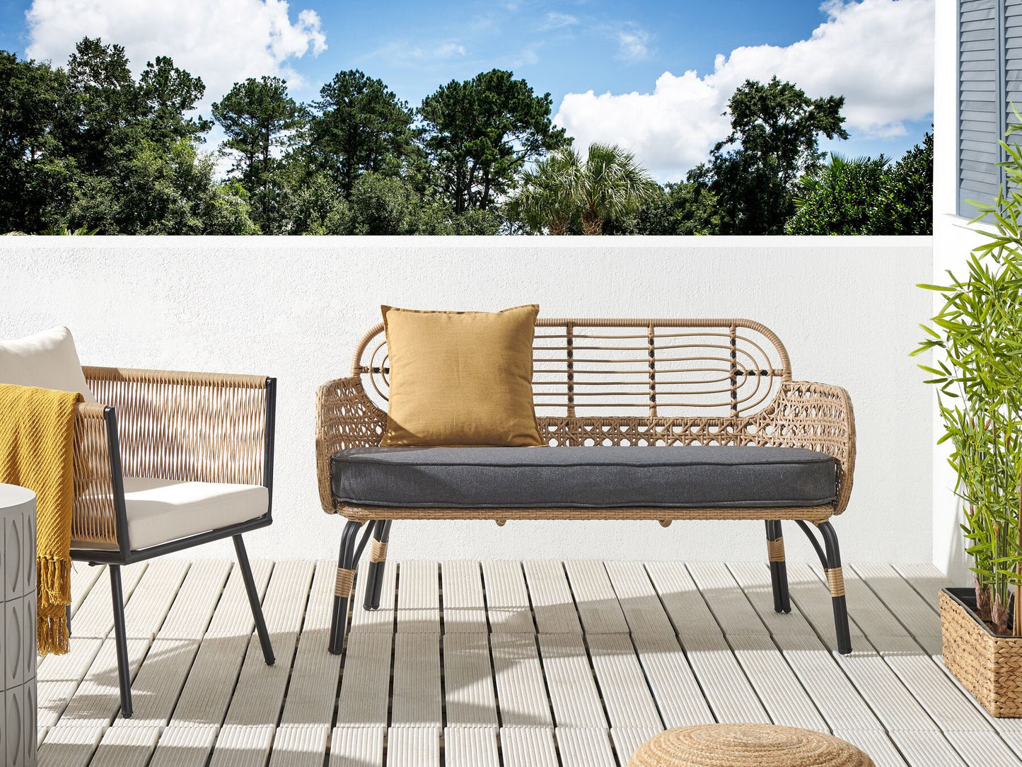 Garden Sofa 2 Seater PRATELLO PE Rattan Natural