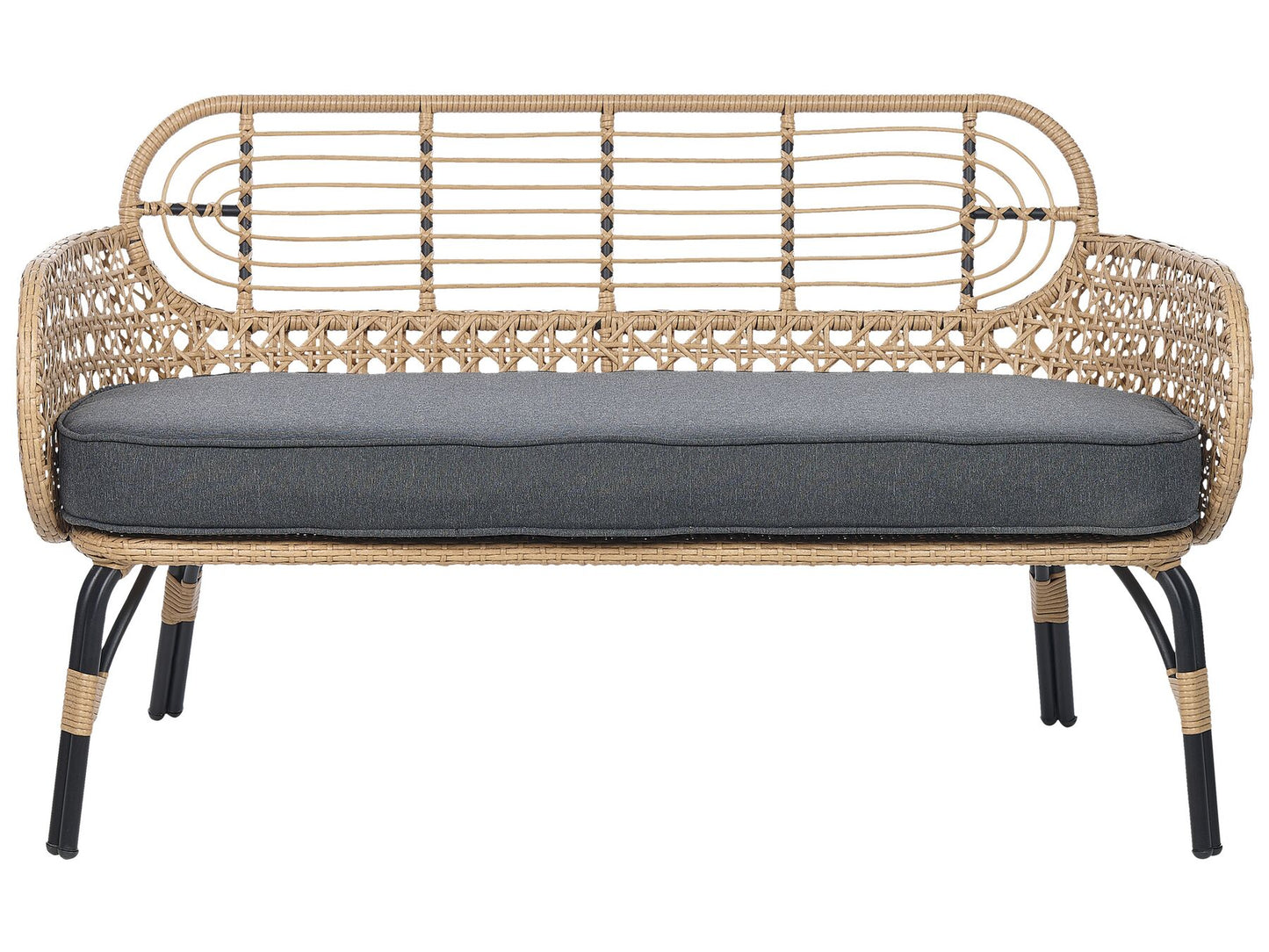 Garden Sofa 2 Seater PRATELLO PE Rattan Natural