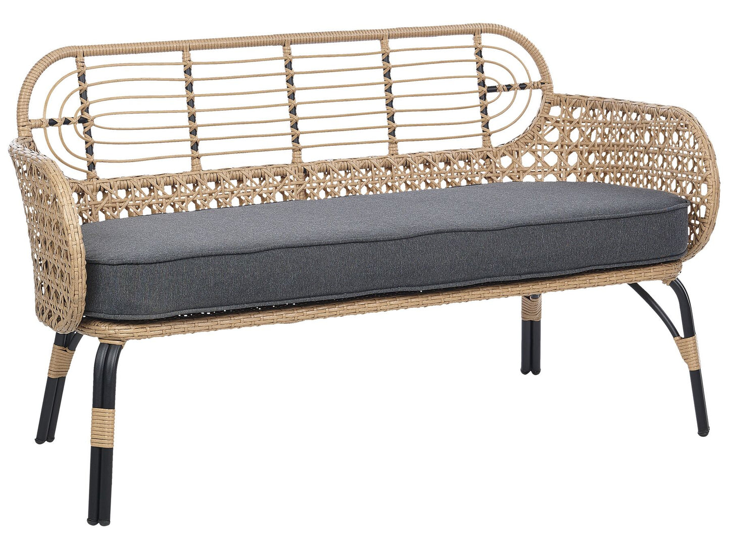 Garden Sofa 2 Seater PRATELLO PE Rattan Natural
