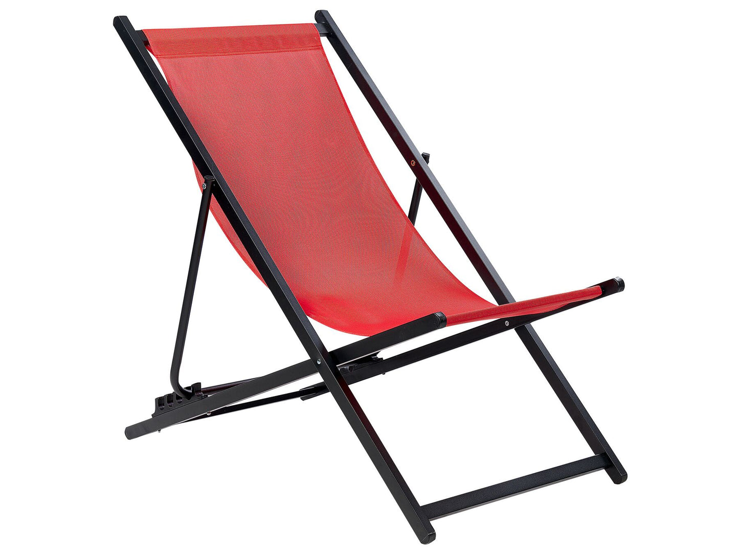 Folding Deck Chair Red and Black LOCRI II