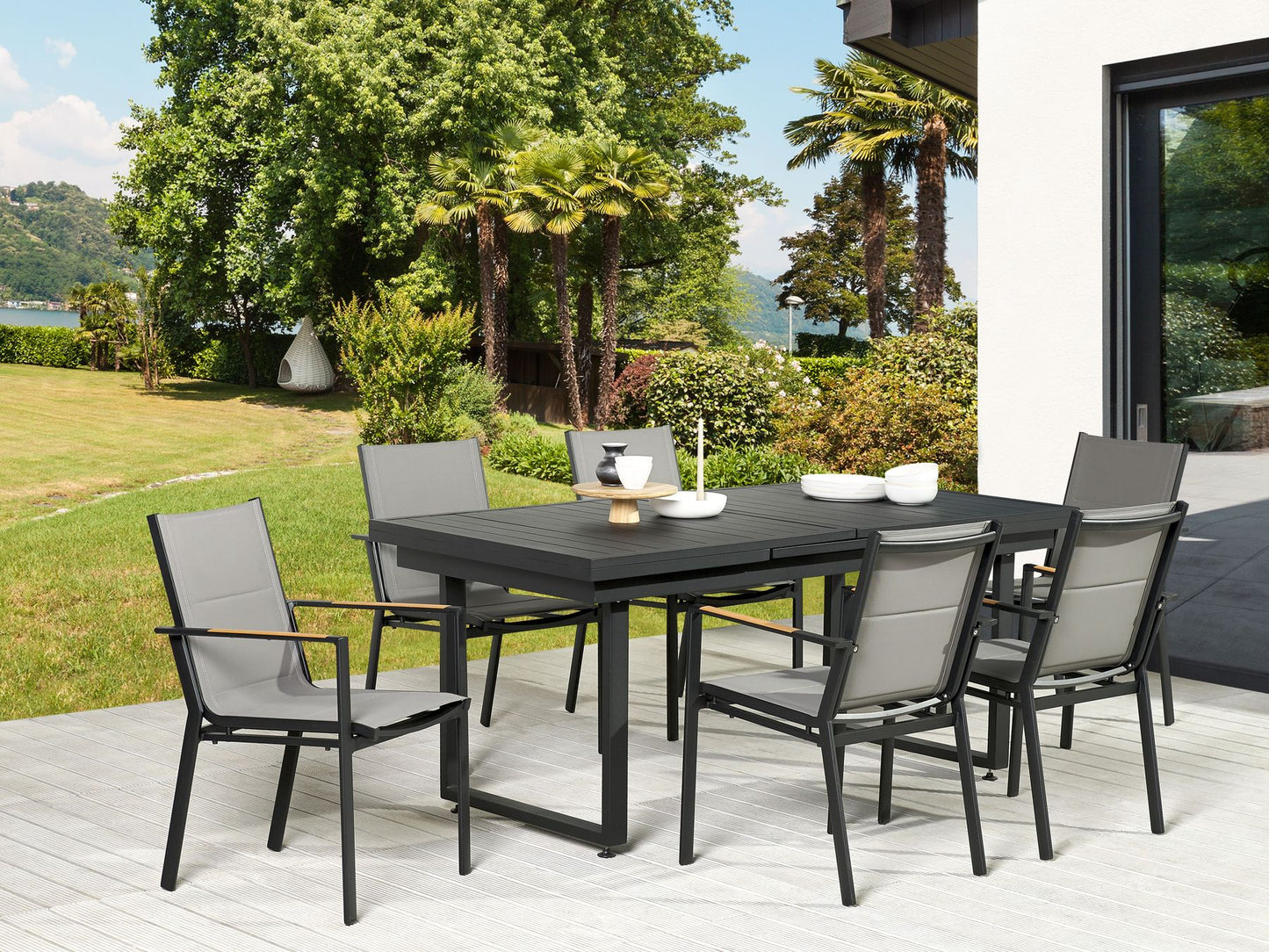 Garden Dining Set 6 Seater VALCANETTO/BUSSETO Metal Black