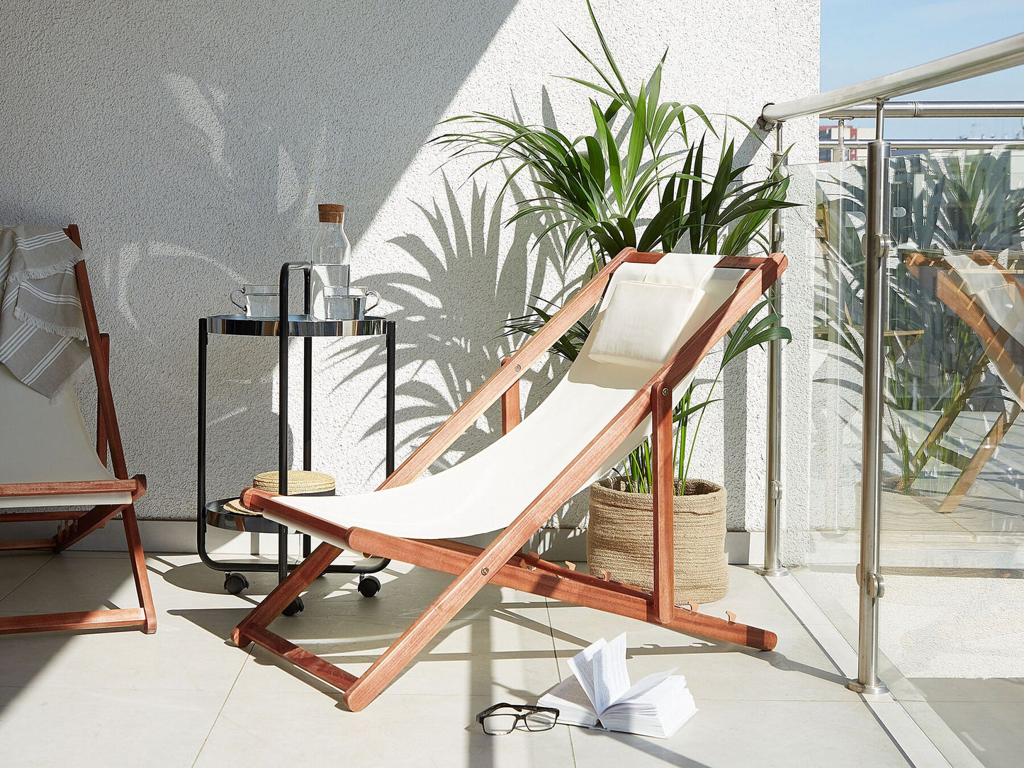 Folding Deck Chair and 2 Replacement Fabrics (Various Options) Dark Wood AVELLINO