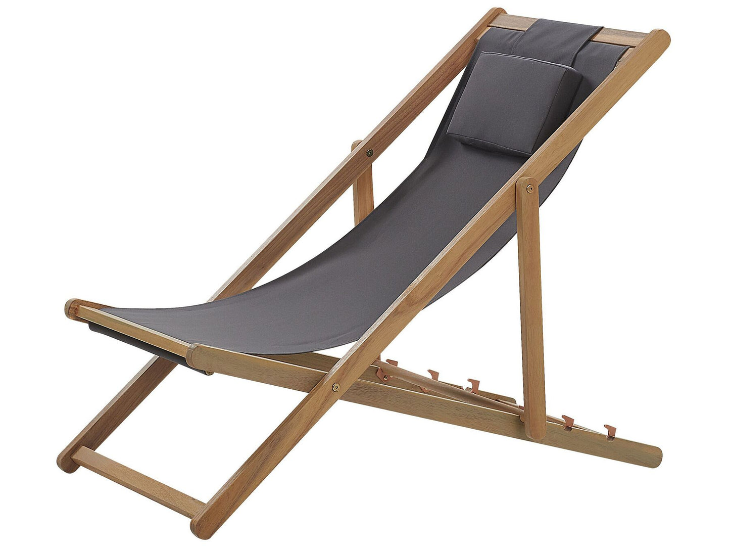 Folding Deck Chair AVELLINO with Replacement Fabrics Acacia Wood Dark Brown