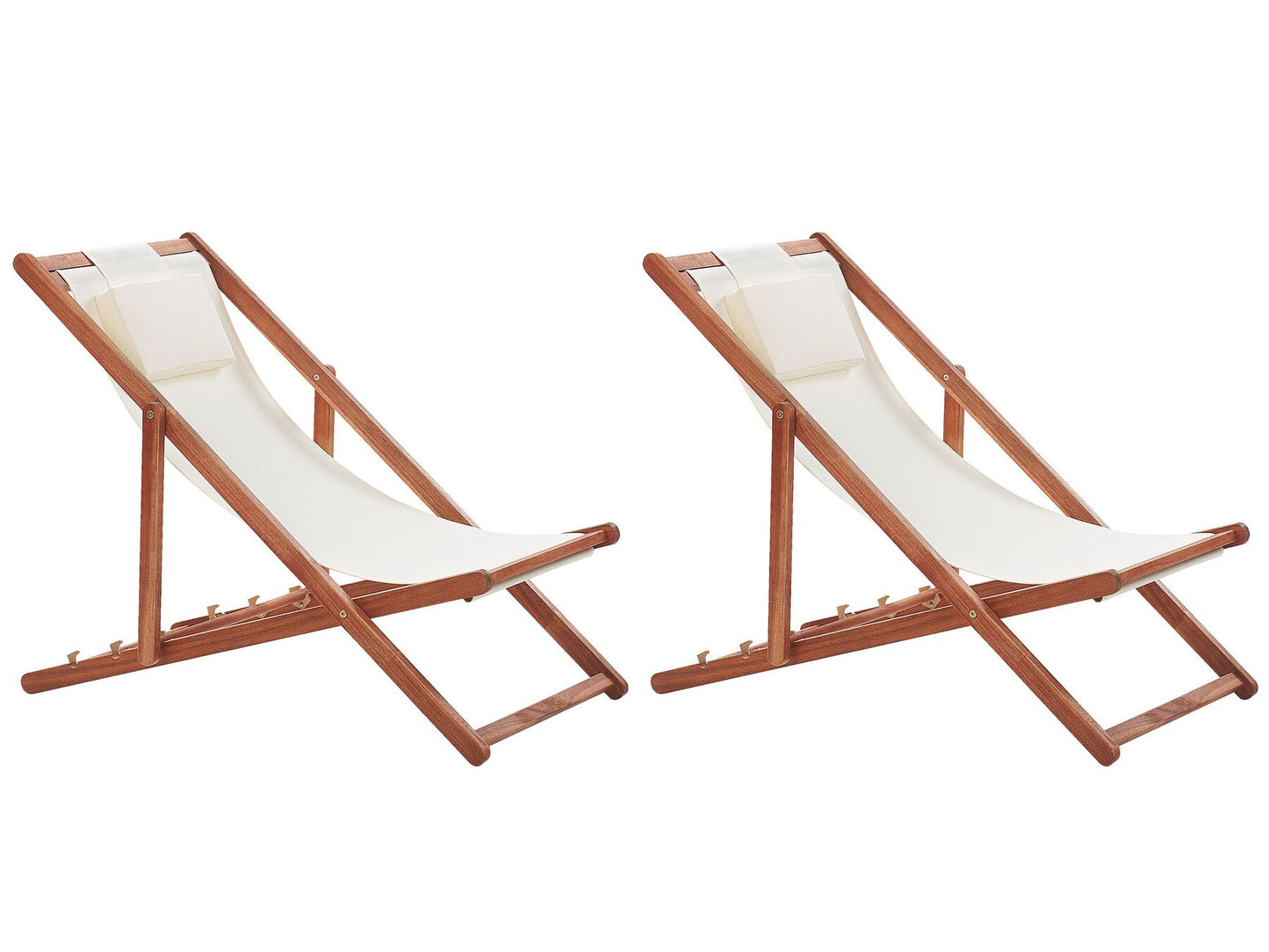 Set of 2 Folding Deck Chairs AVELLINO with Replacement Fabrics Acacia Wood Dark Brown