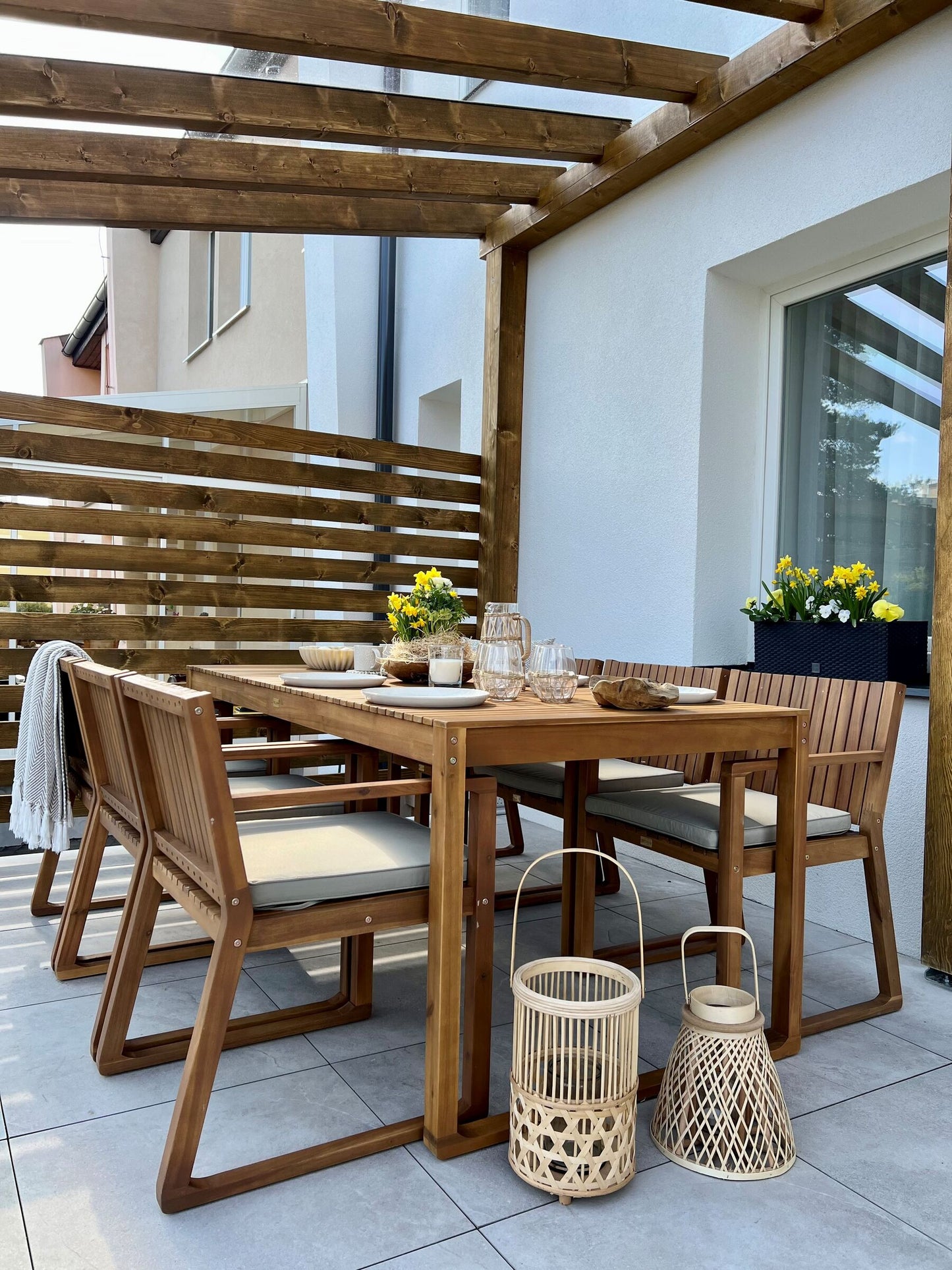 Garden Chair SASSARI Acacia Wood Navy Blue