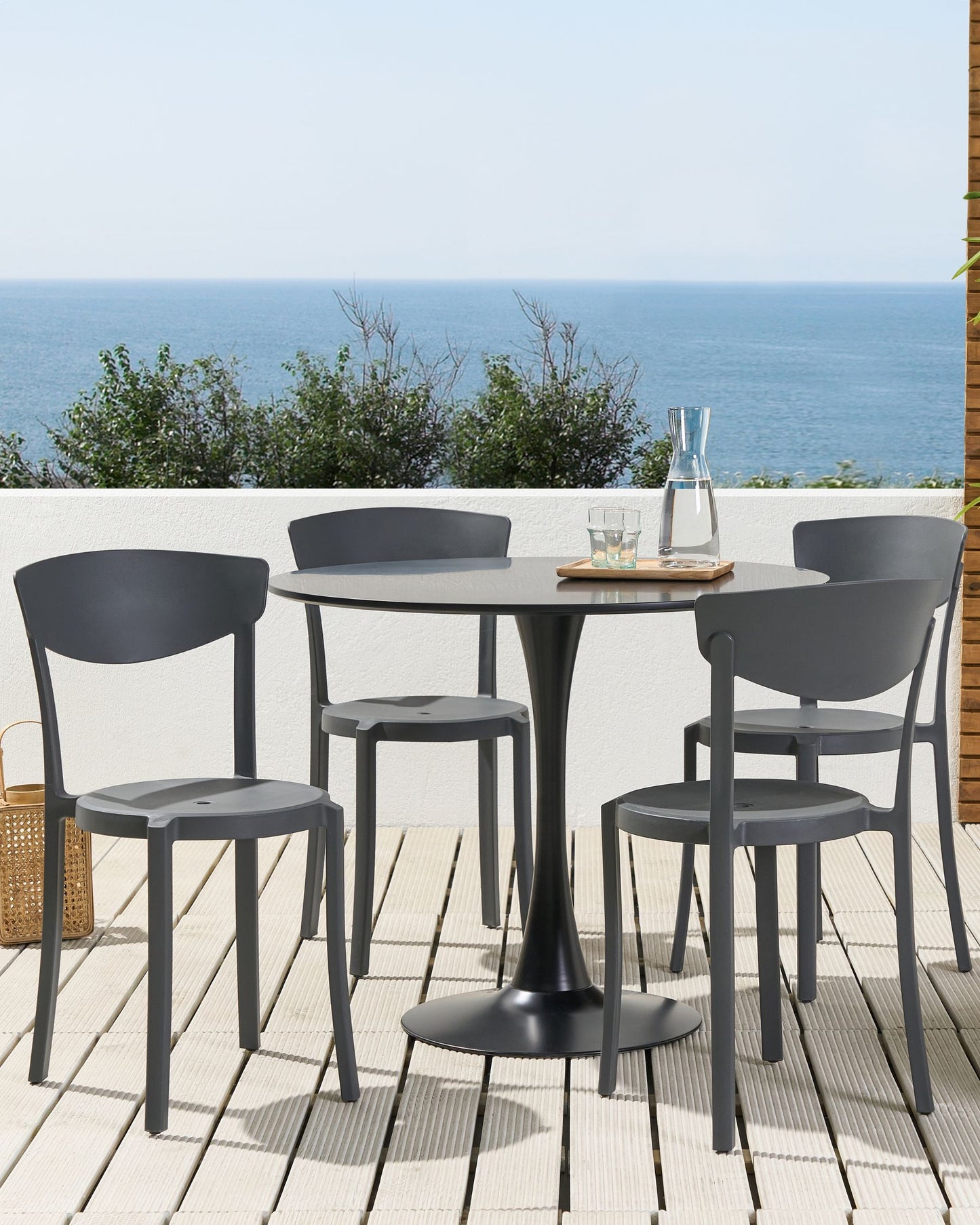 Set of 4 Garden Chairs VIESTE Dark Grey