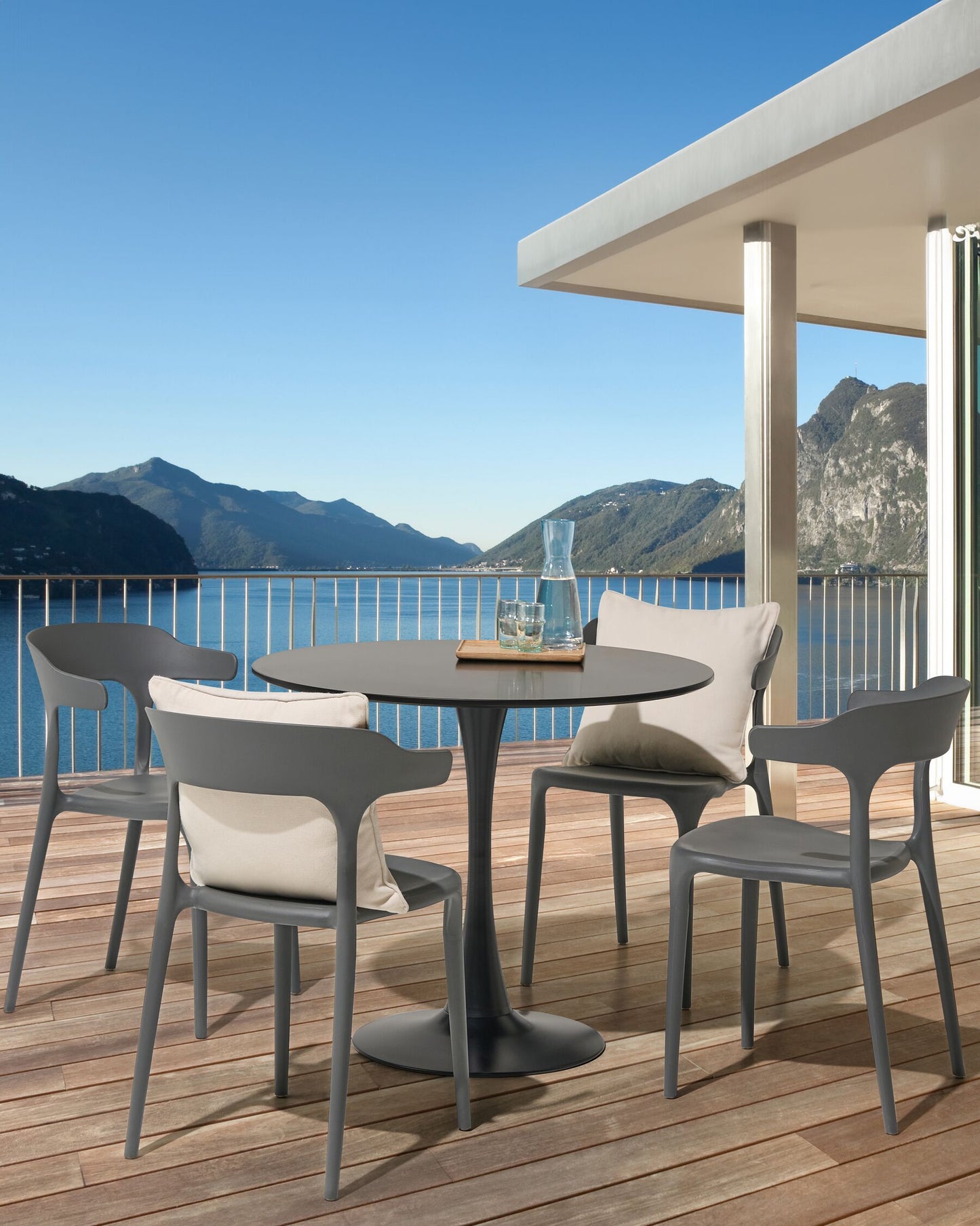 Set of 4 Garden Chairs GUBBIO Grey