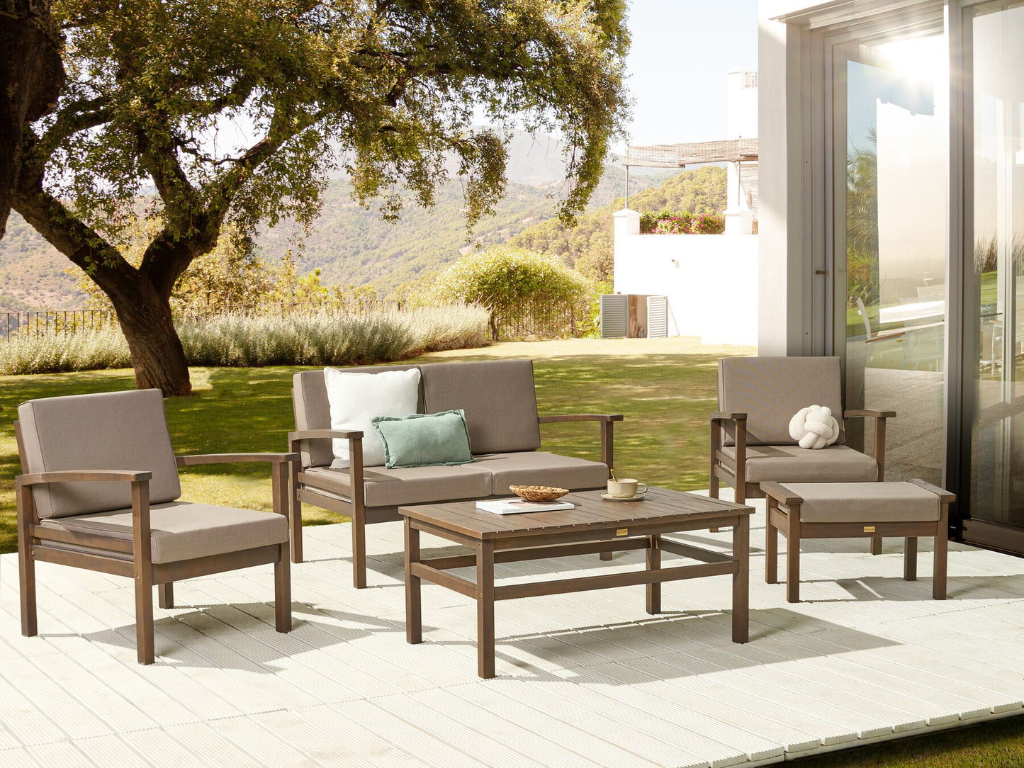Garden Lounge Set with Table 4 Seater MANILA Acacia Wood Dark Brown