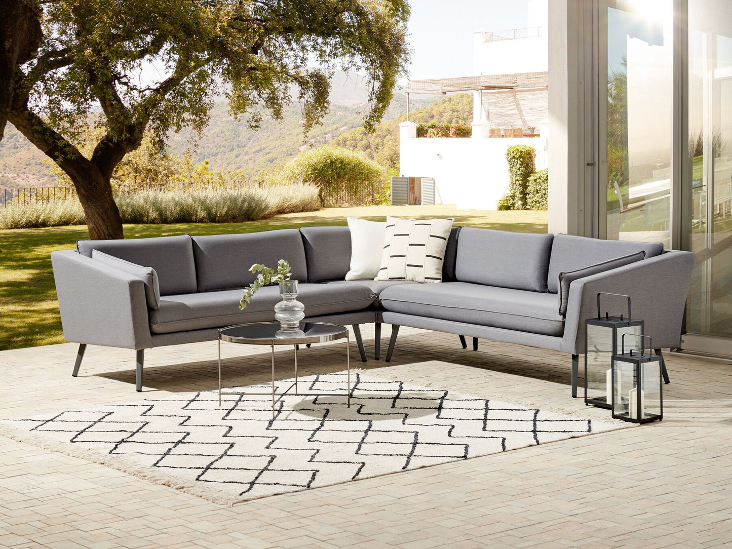 5 Seater Modular Garden Corner Sofa Grey LORETELLO
