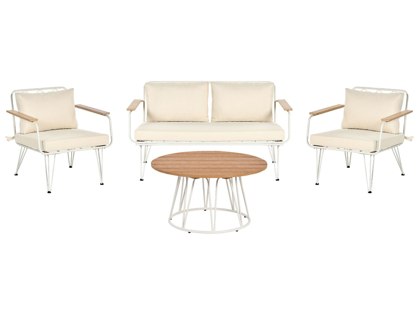 Garden Lounge Set with Table 4 Seater MONTESILVANO Metal Light Beige
