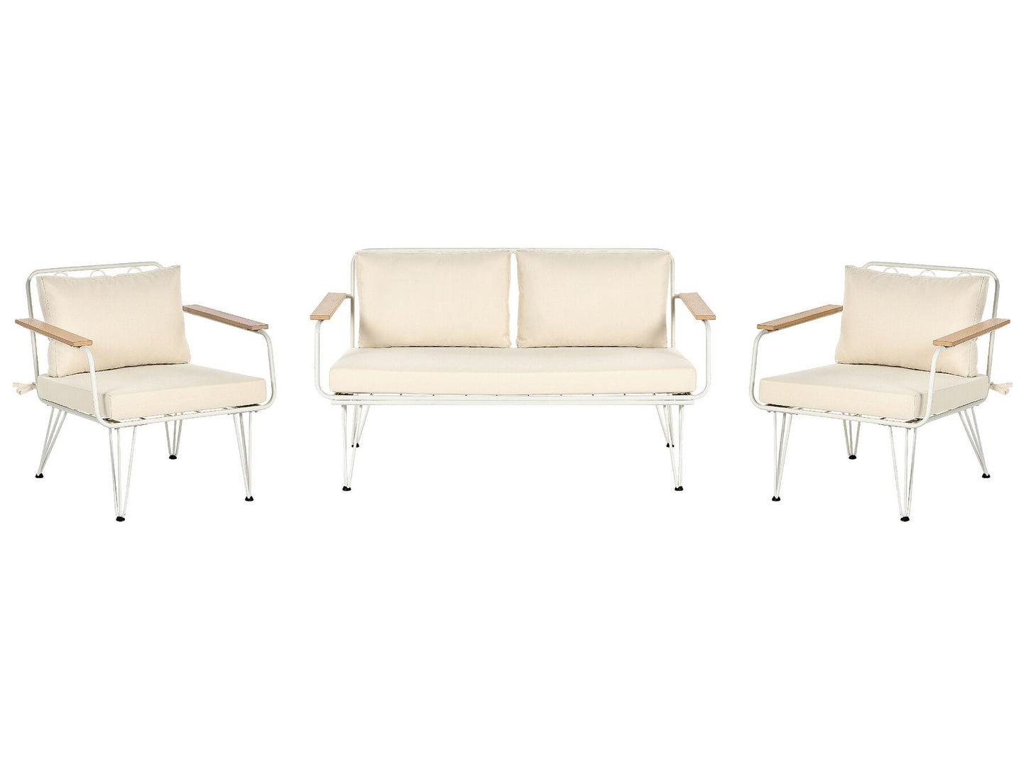 Garden Lounge Set with Table 4 Seater MONTESILVANO Metal Light Beige