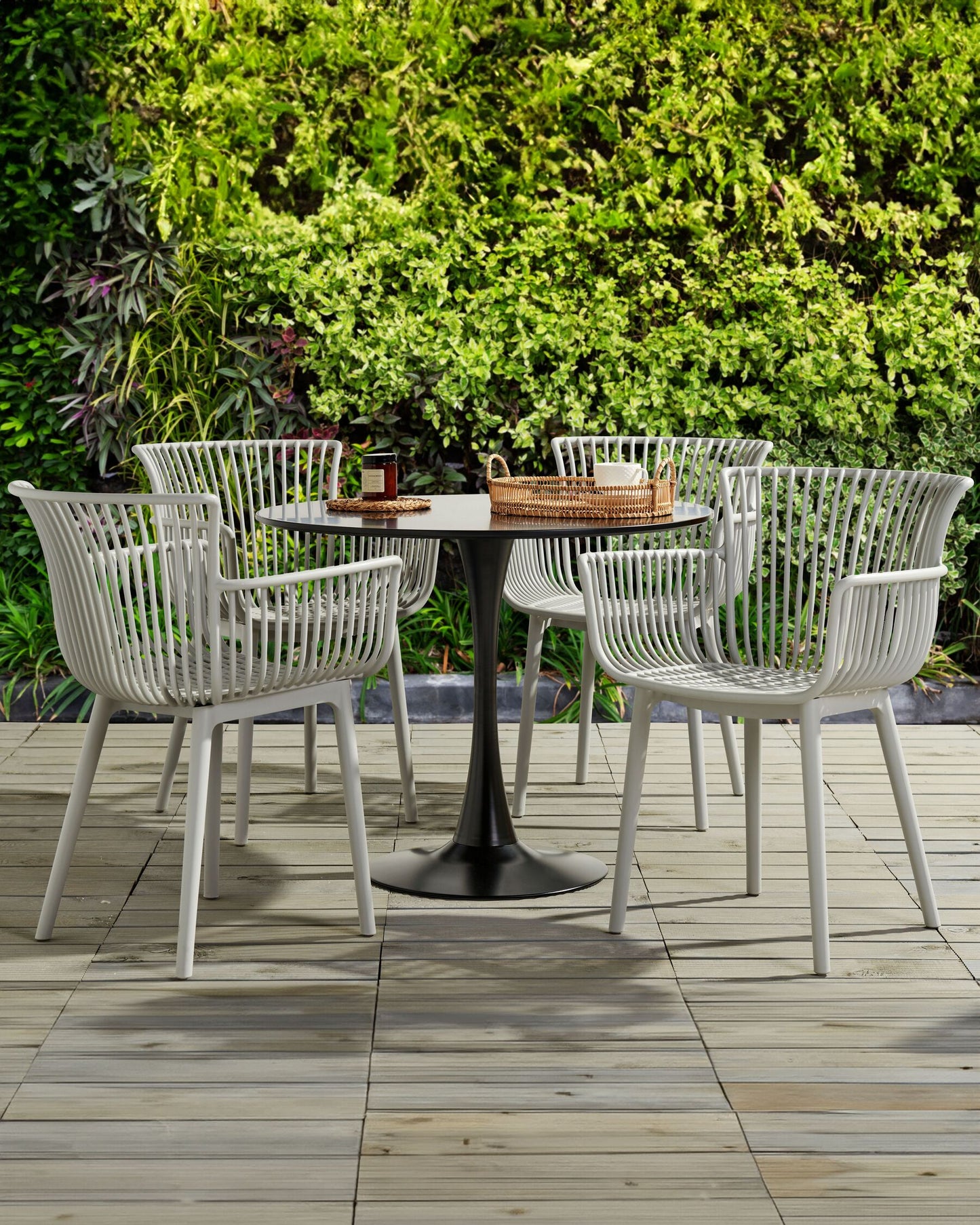 Set of 4 Garden Chairs PESARO Light Grey