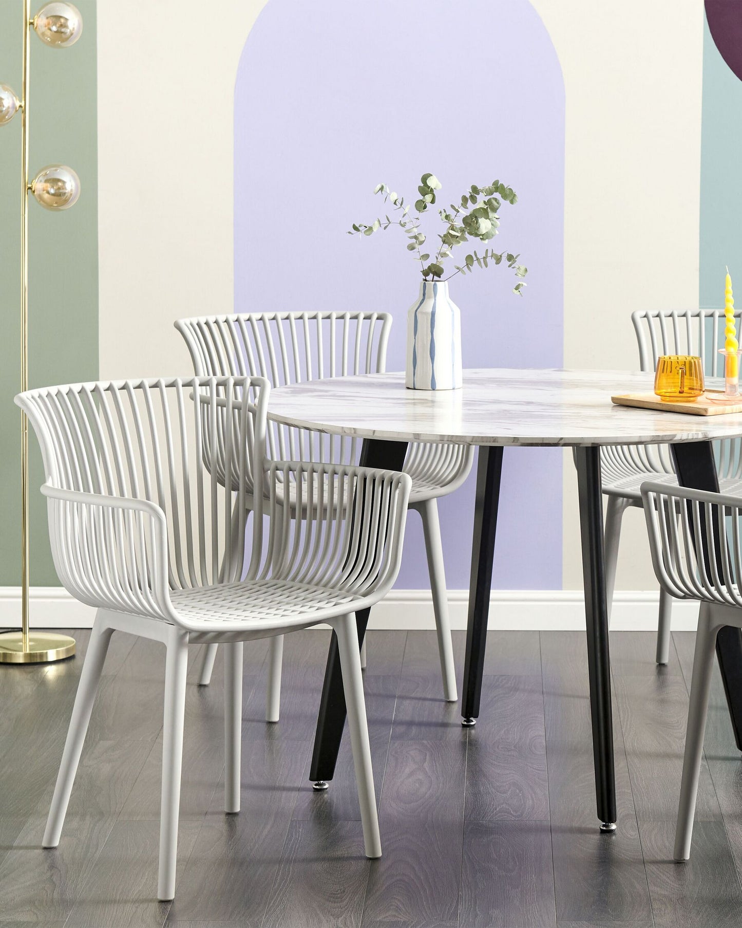 Set of 4 Garden Chairs PESARO Light Grey