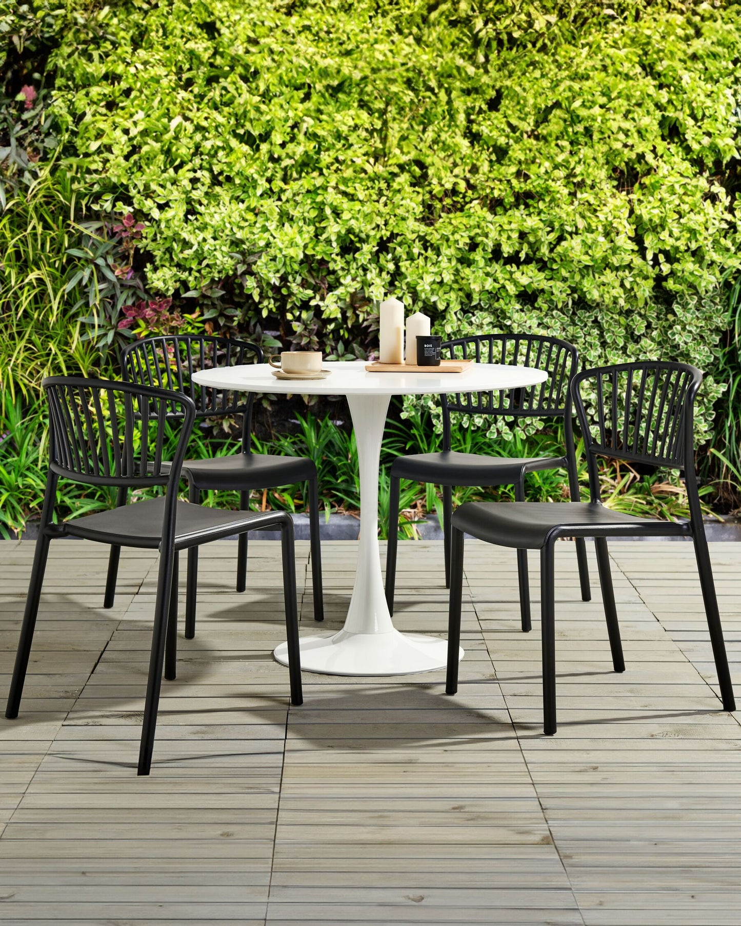 Set of 4 Garden Chairs GELA Black