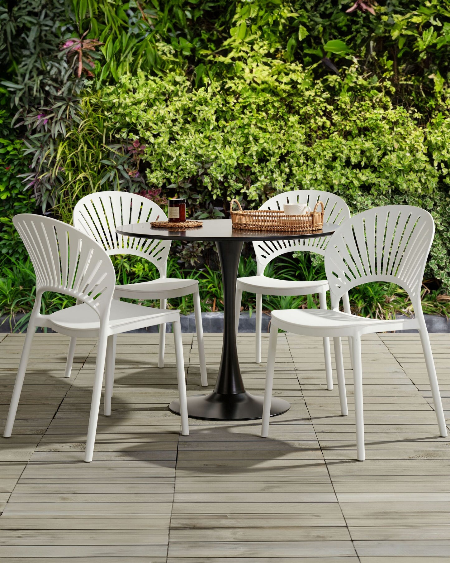 Set of 4 Garden Chairs OSTIA White