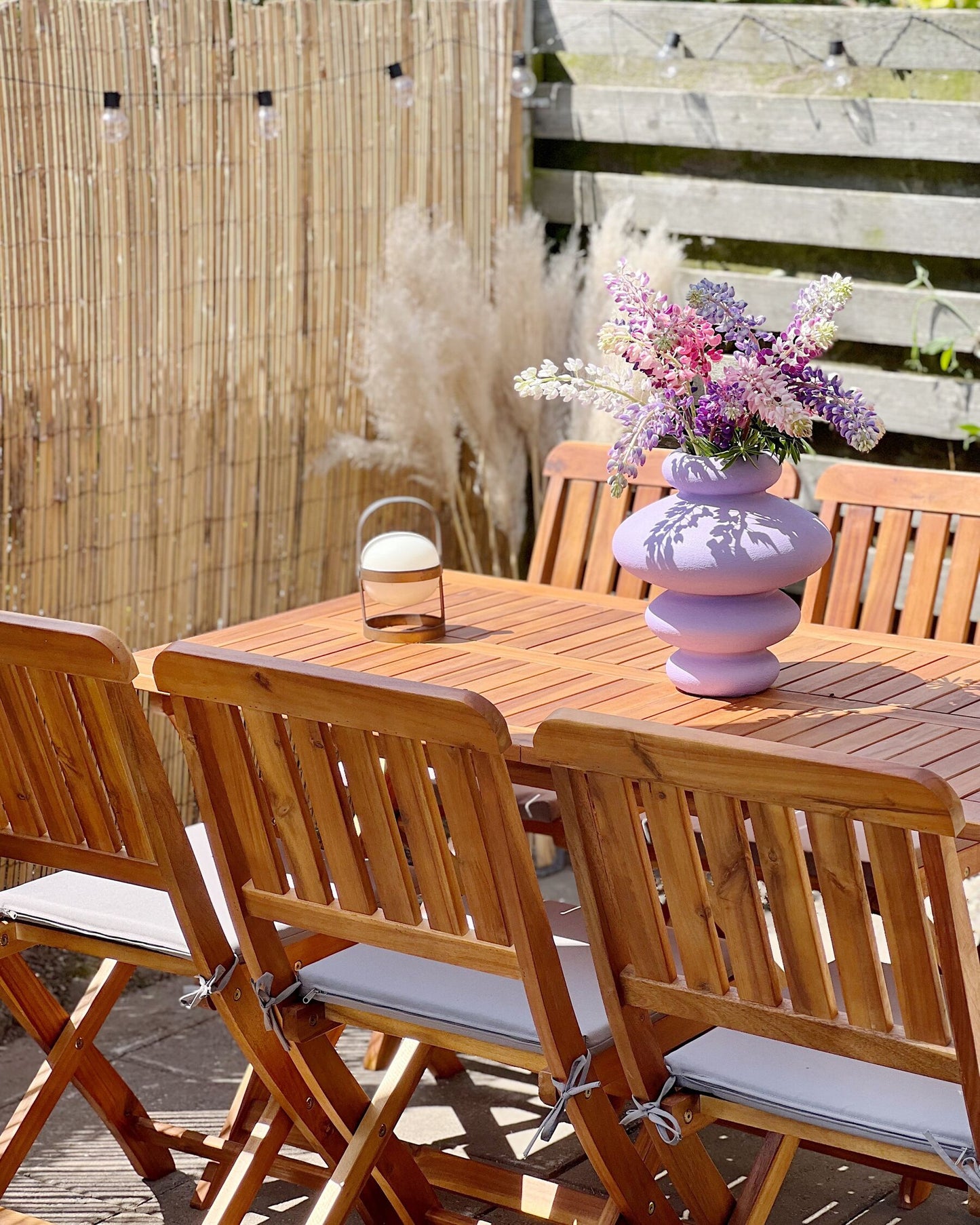 Garden Dining Set 6 Seater CENTO with Cushions Acacia Wood Brown
