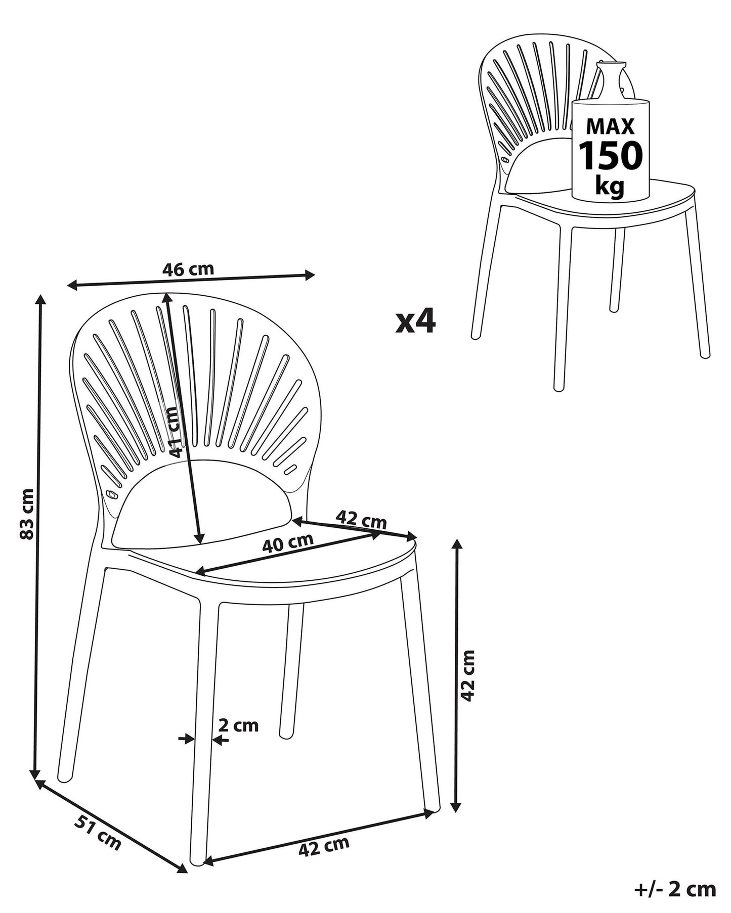 Set of 4 Garden Chairs OSTIA White