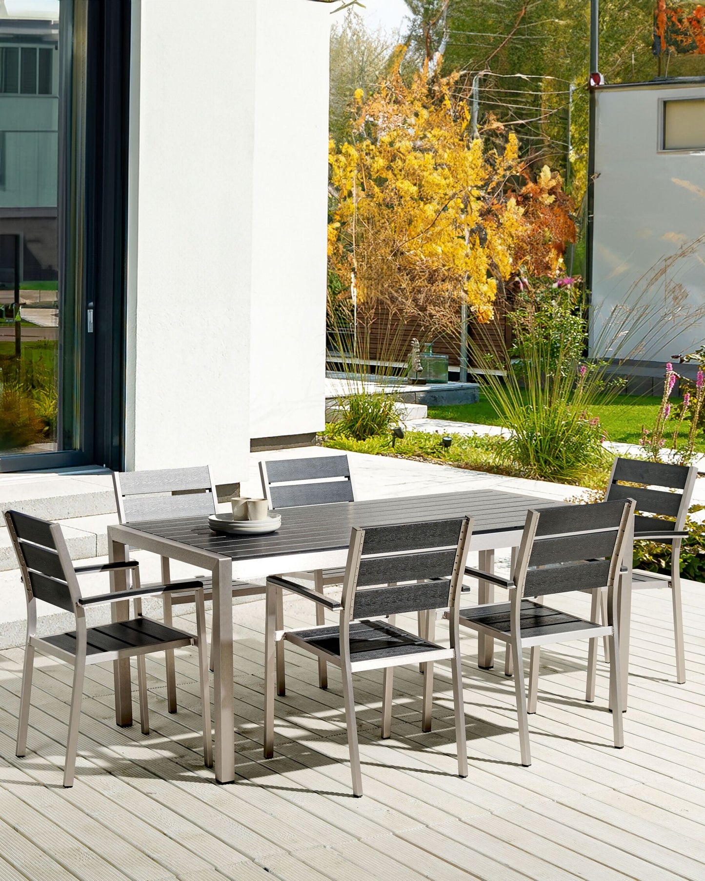 Set of 6 Garden Chairs VERNIO Black/ Silver