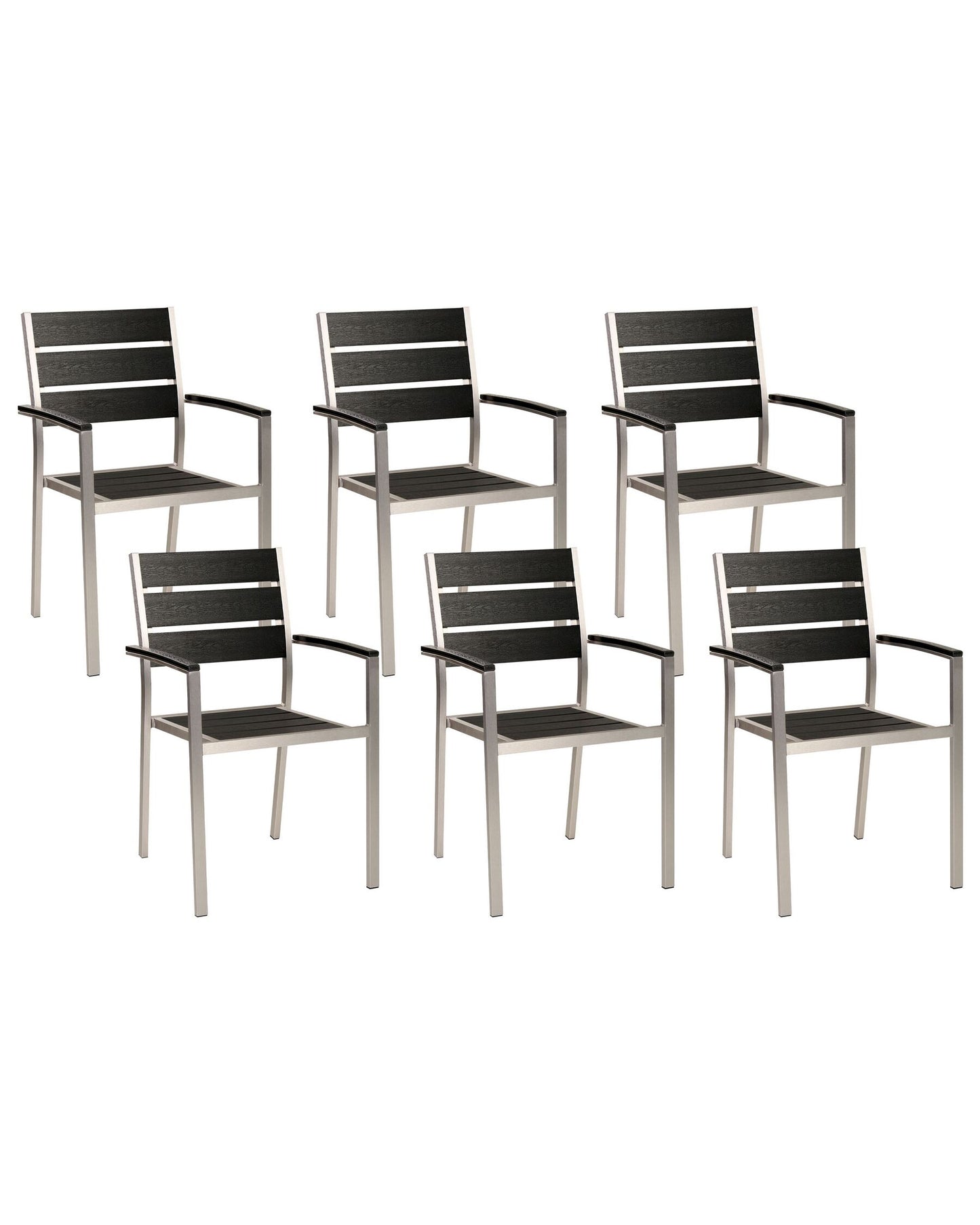 Set of 6 Garden Chairs VERNIO Black/ Silver