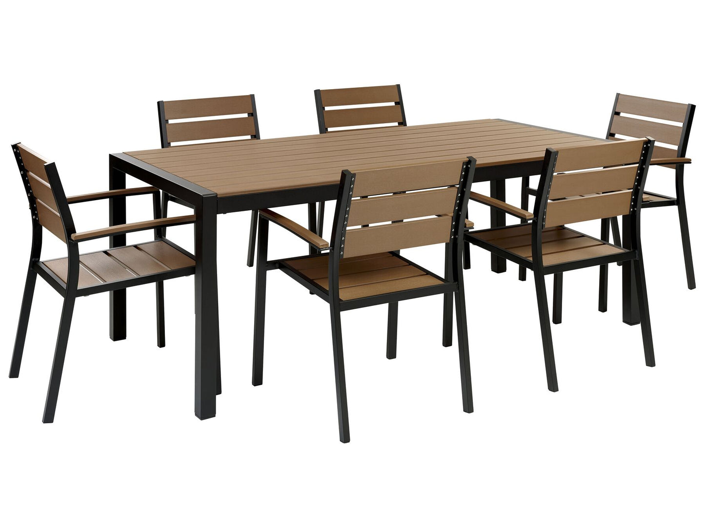 Garden Dining Set 6 Seater VERNIO Brown/ Black