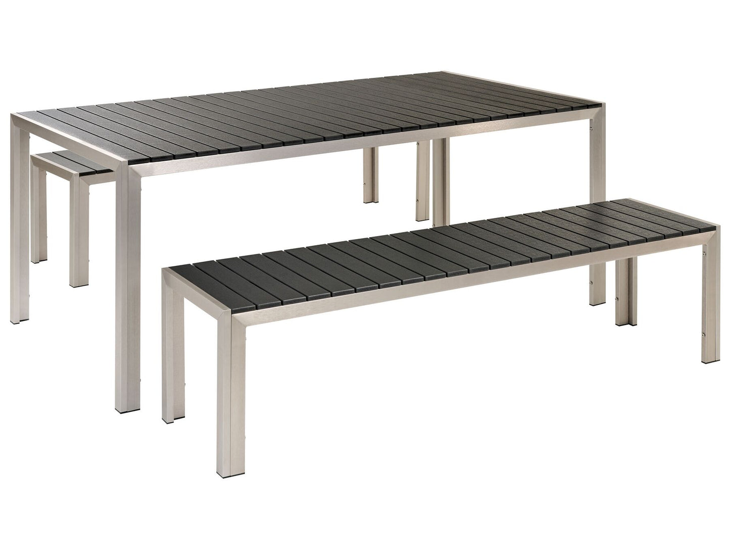 Garden Dining Set with Benches 6 Seater NARDO Black/ Silver
