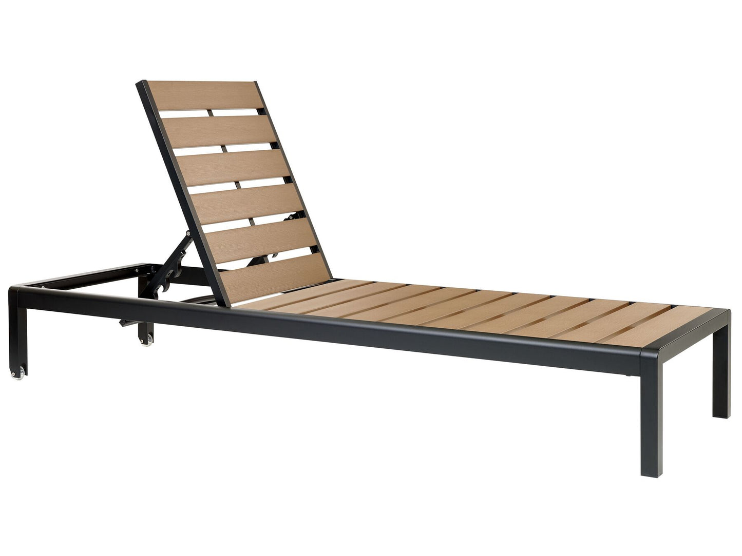 Aluminium Reclining Sun Lounger Light Wood and Black NARDO