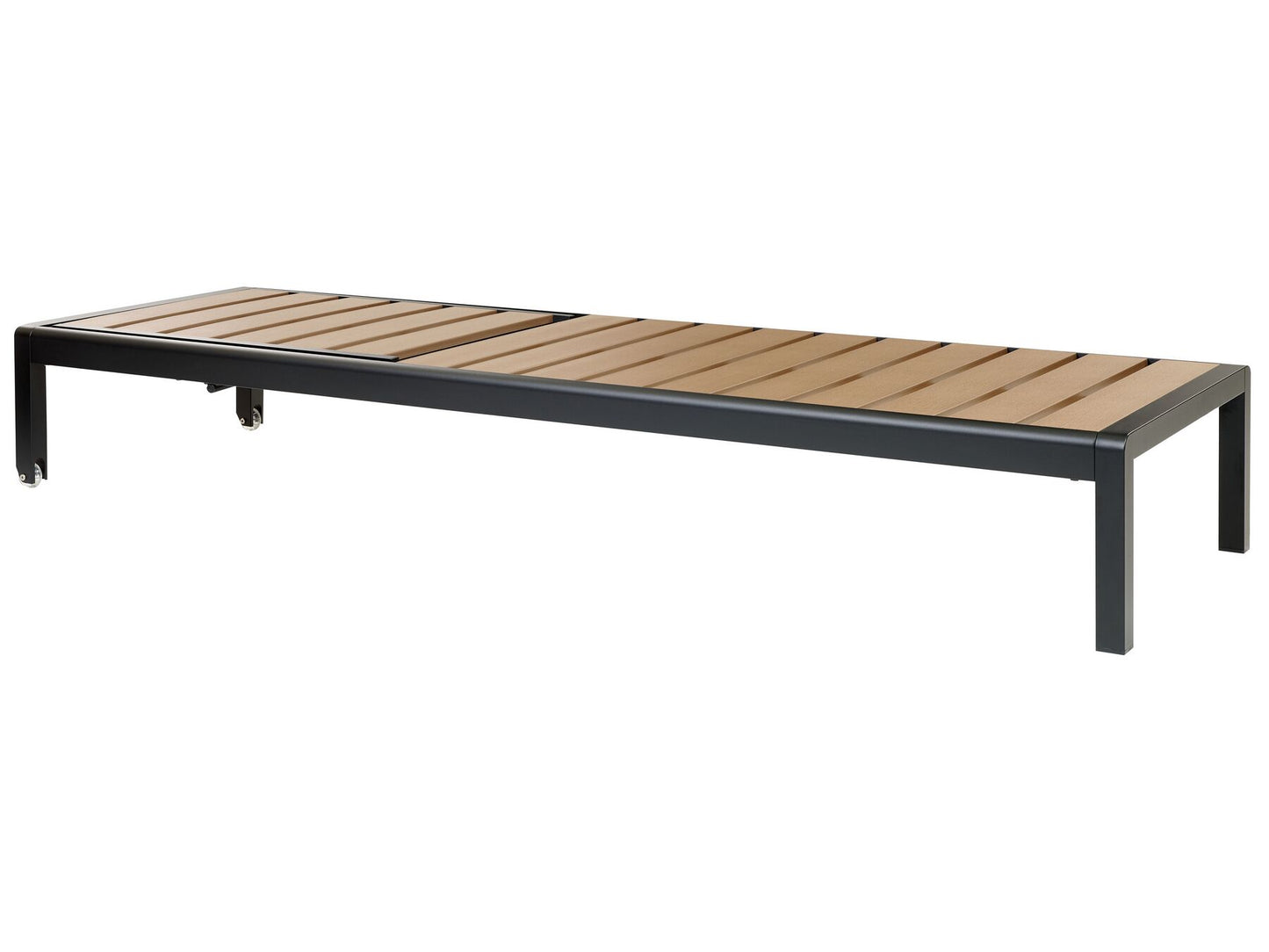 Aluminium Reclining Sun Lounger Light Wood and Black NARDO