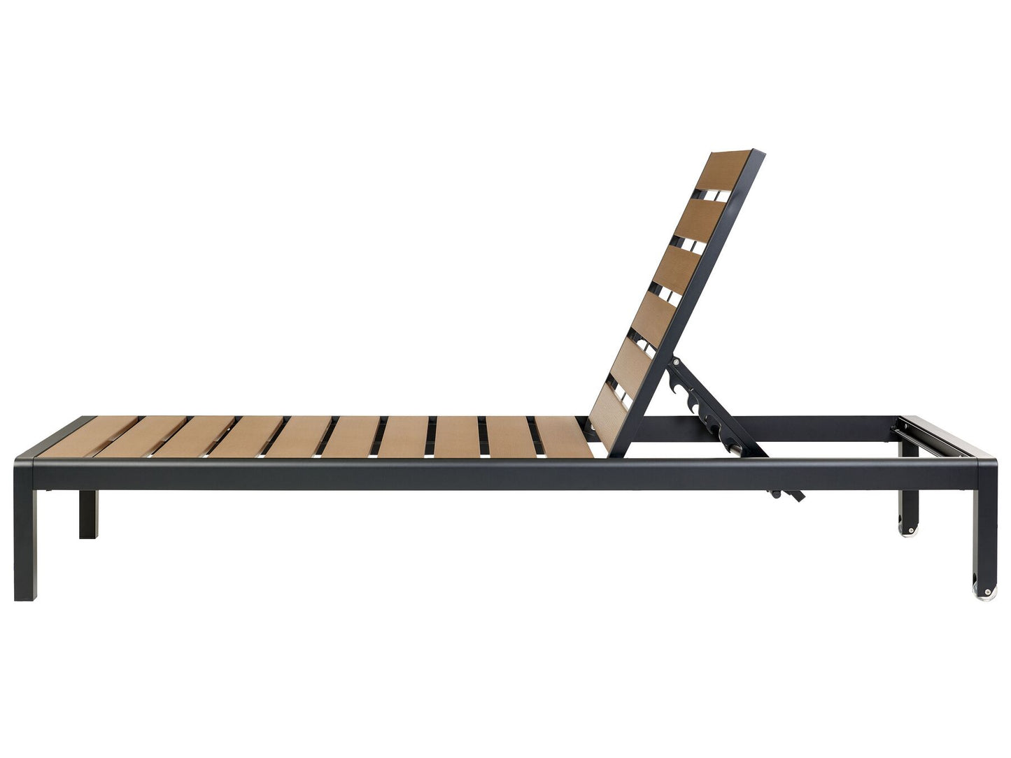 Aluminium Reclining Sun Lounger Light Wood and Black NARDO
