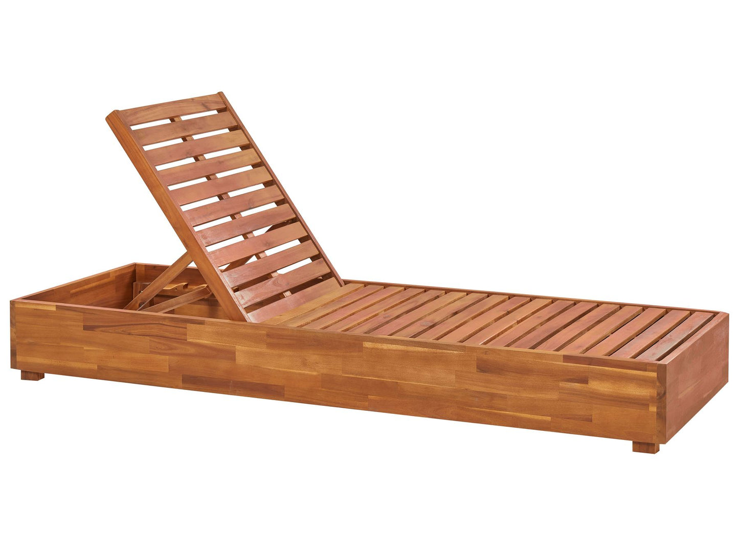 Sun Lounger with Cushion FANANO Reclining Acacia Wood Brown