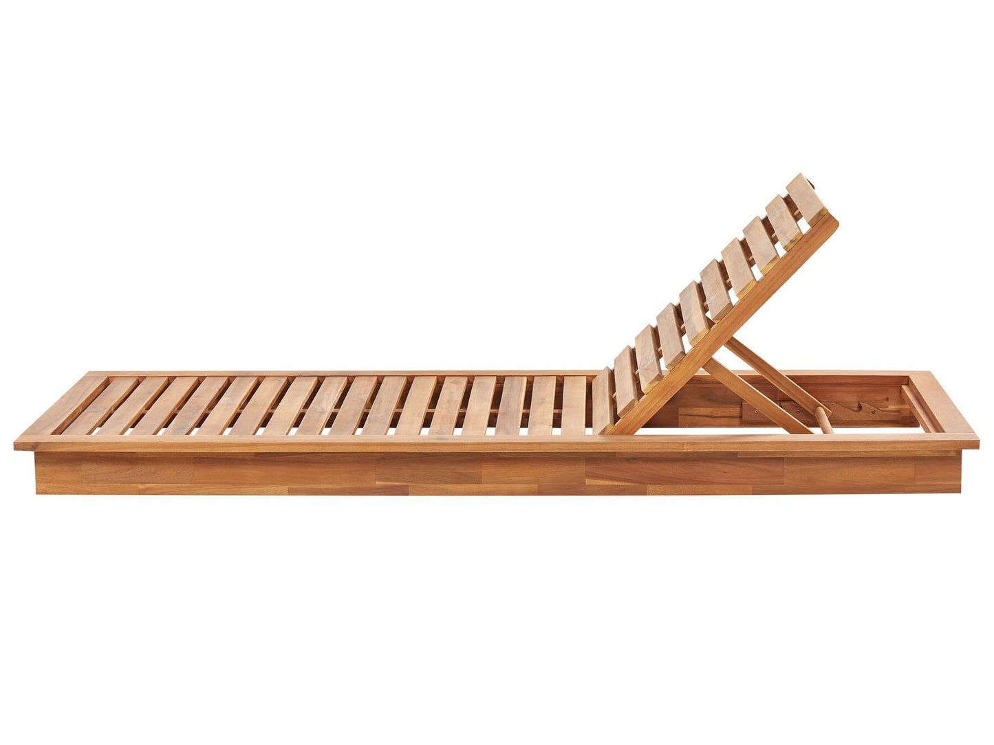 Wooden Reclining Sun Lounger with Cushion Off-White GRANARI