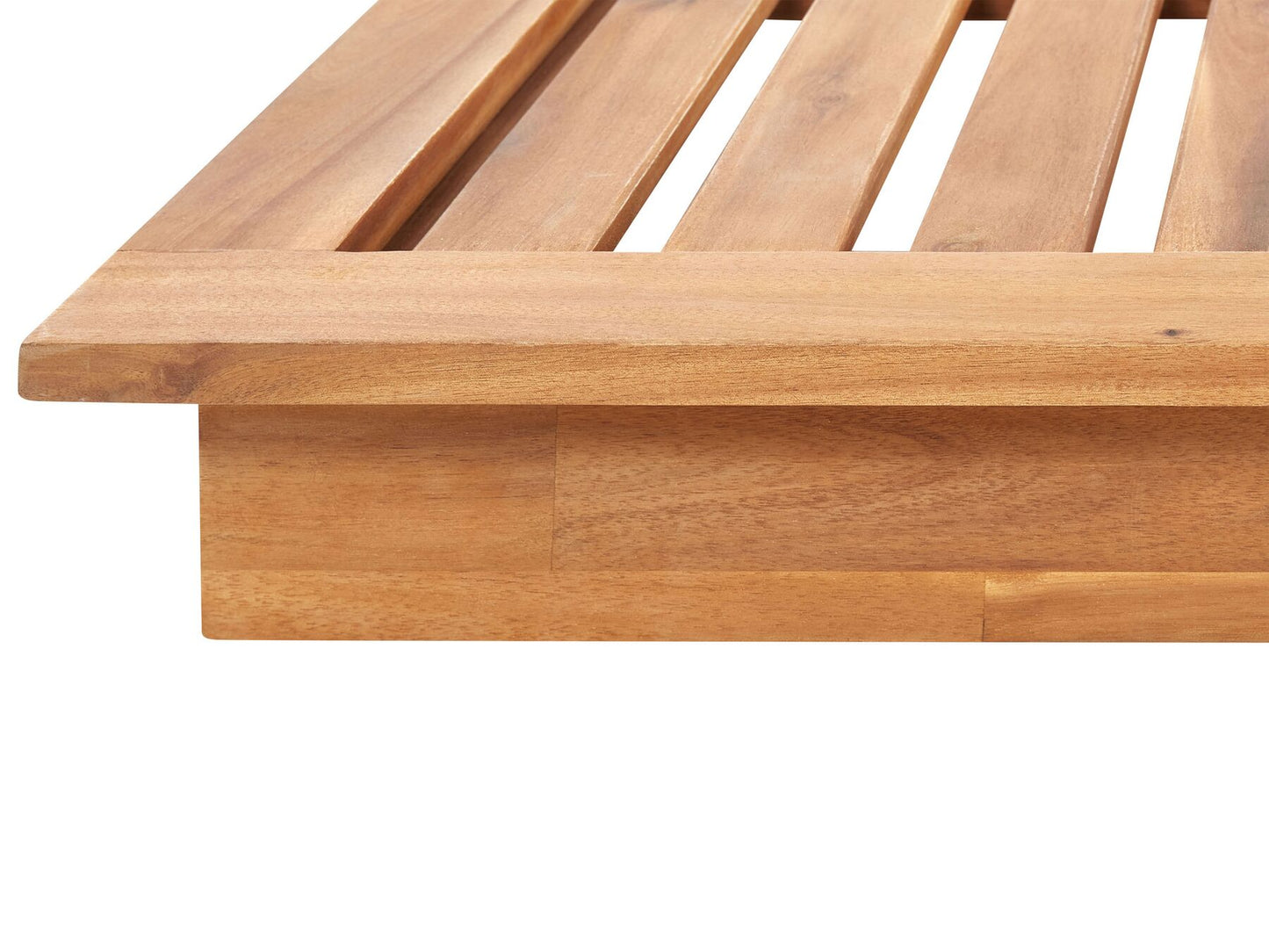 Wooden Reclining Sun Lounger with Cushion Off-White GRANARI