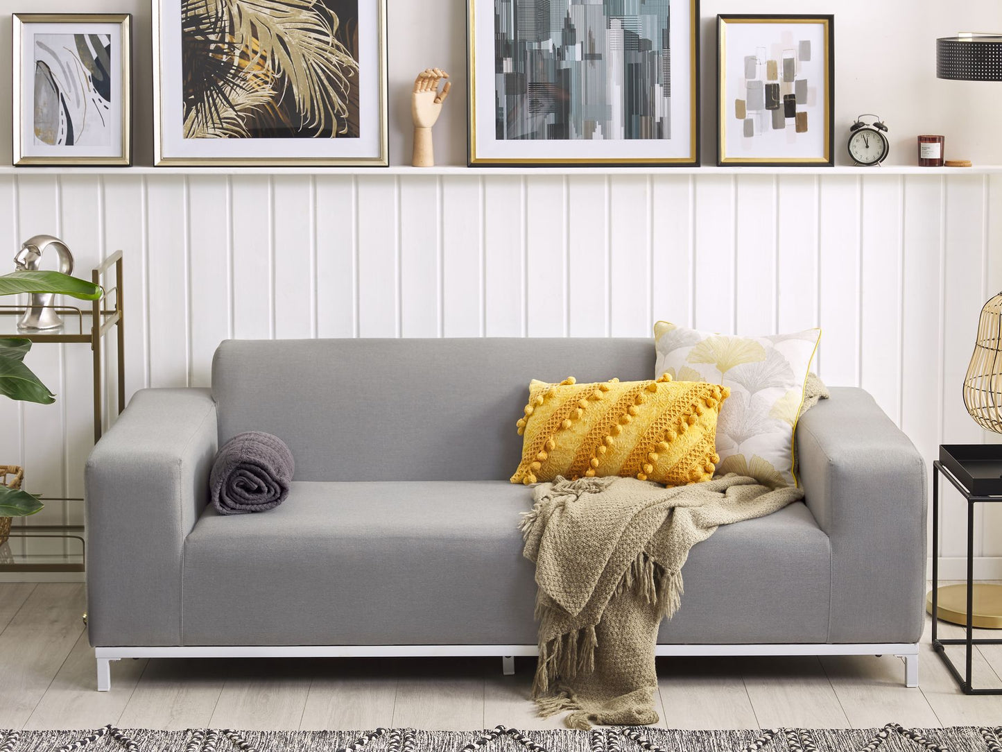 Garden Sofa Light Grey with White ROVIGO