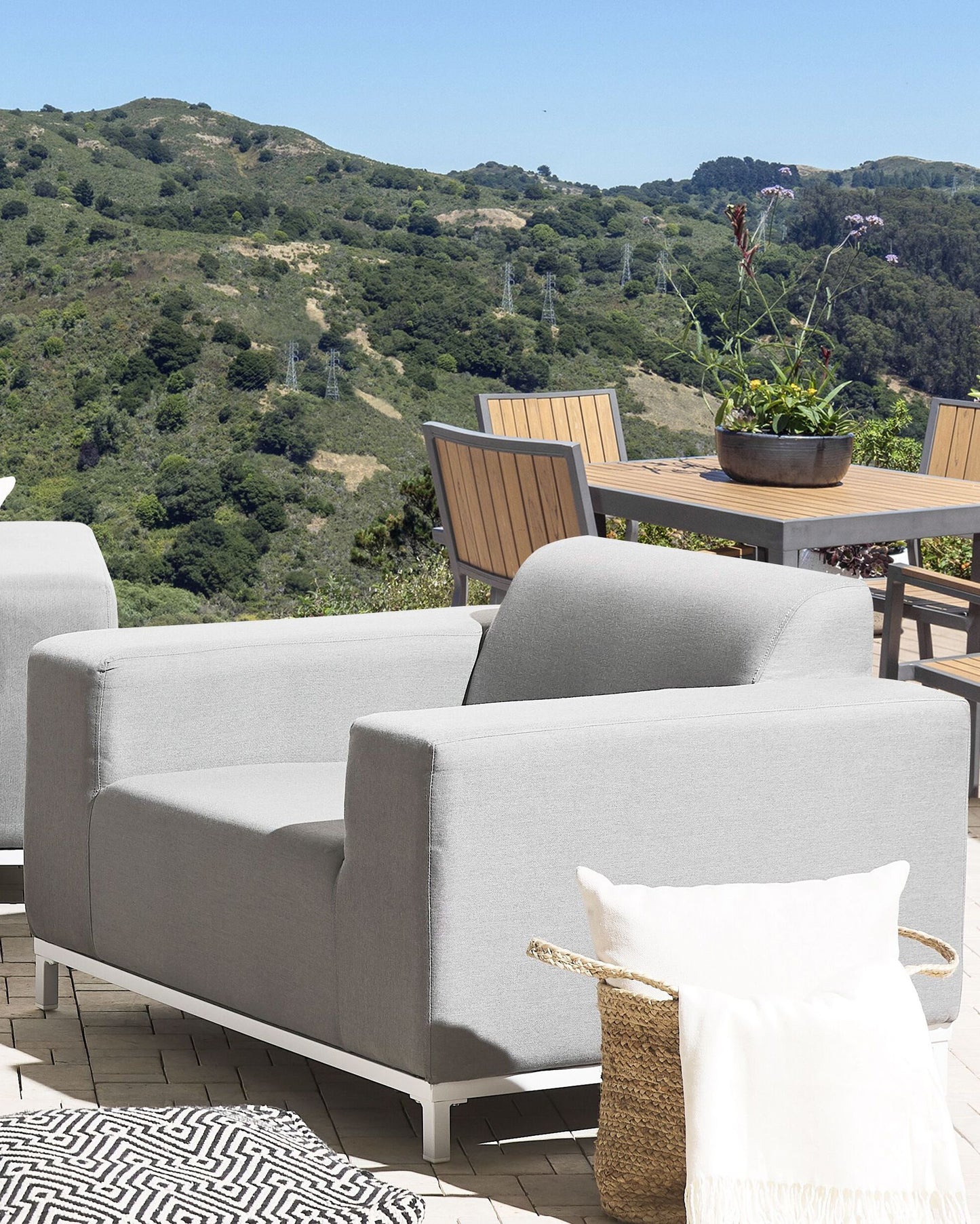 Set of 2 Garden Armchairs ROVIGO Fabric Light Grey