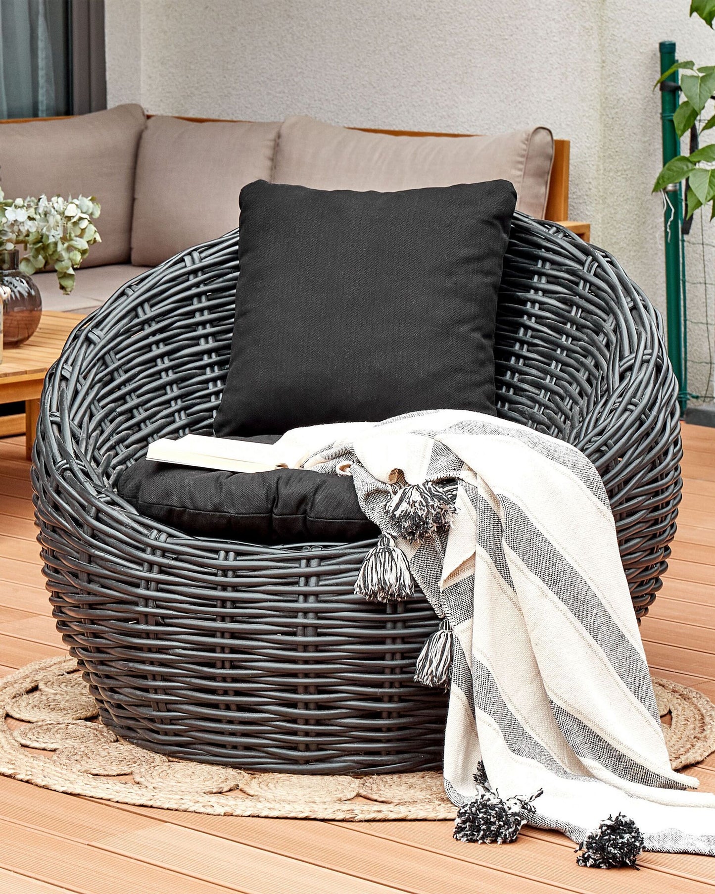 Garden Chair Rattan Black