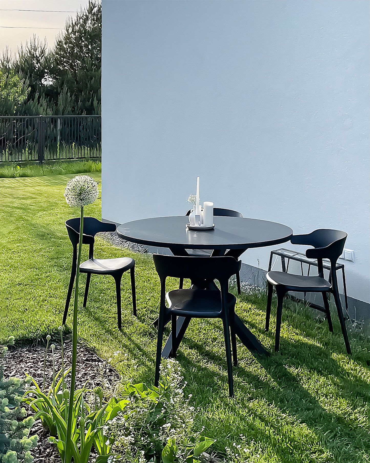 Set of 4 Garden Chairs GUBBIO Black