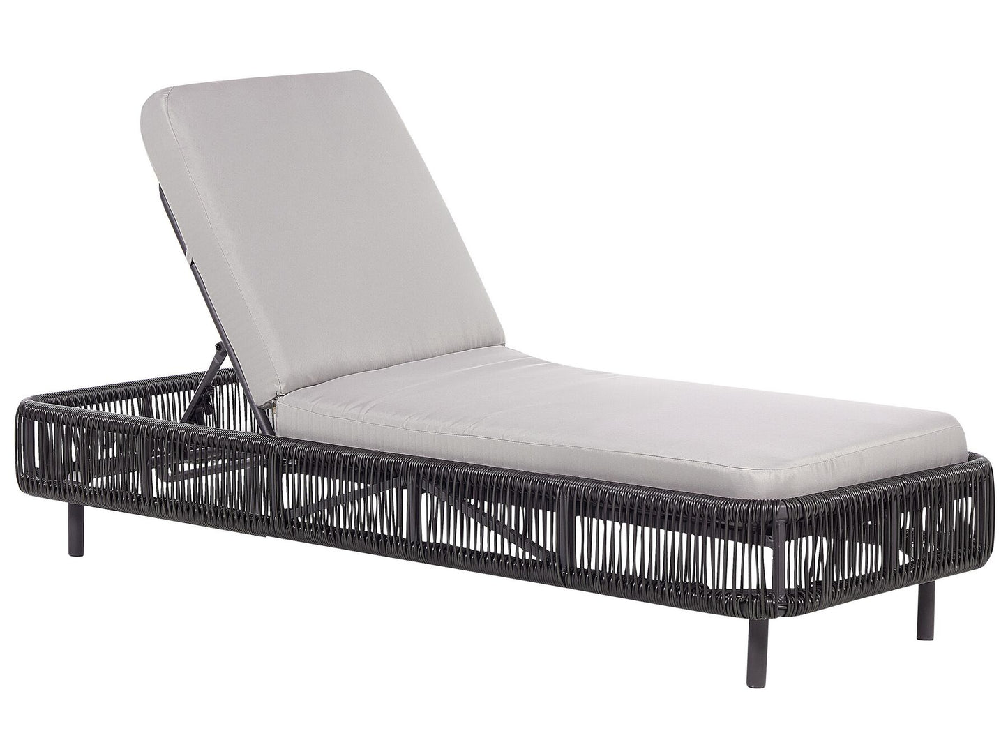 PE Rattan Reclining Sun Lounger Grey OSINI