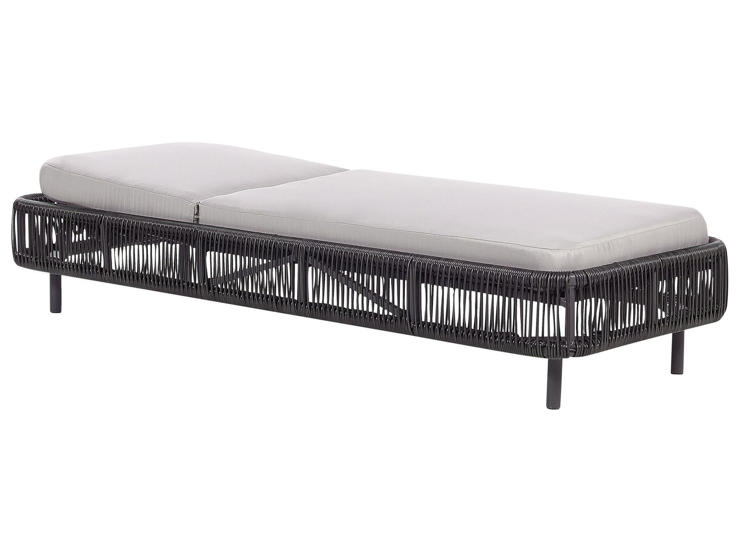 PE Rattan Reclining Sun Lounger Grey OSINI