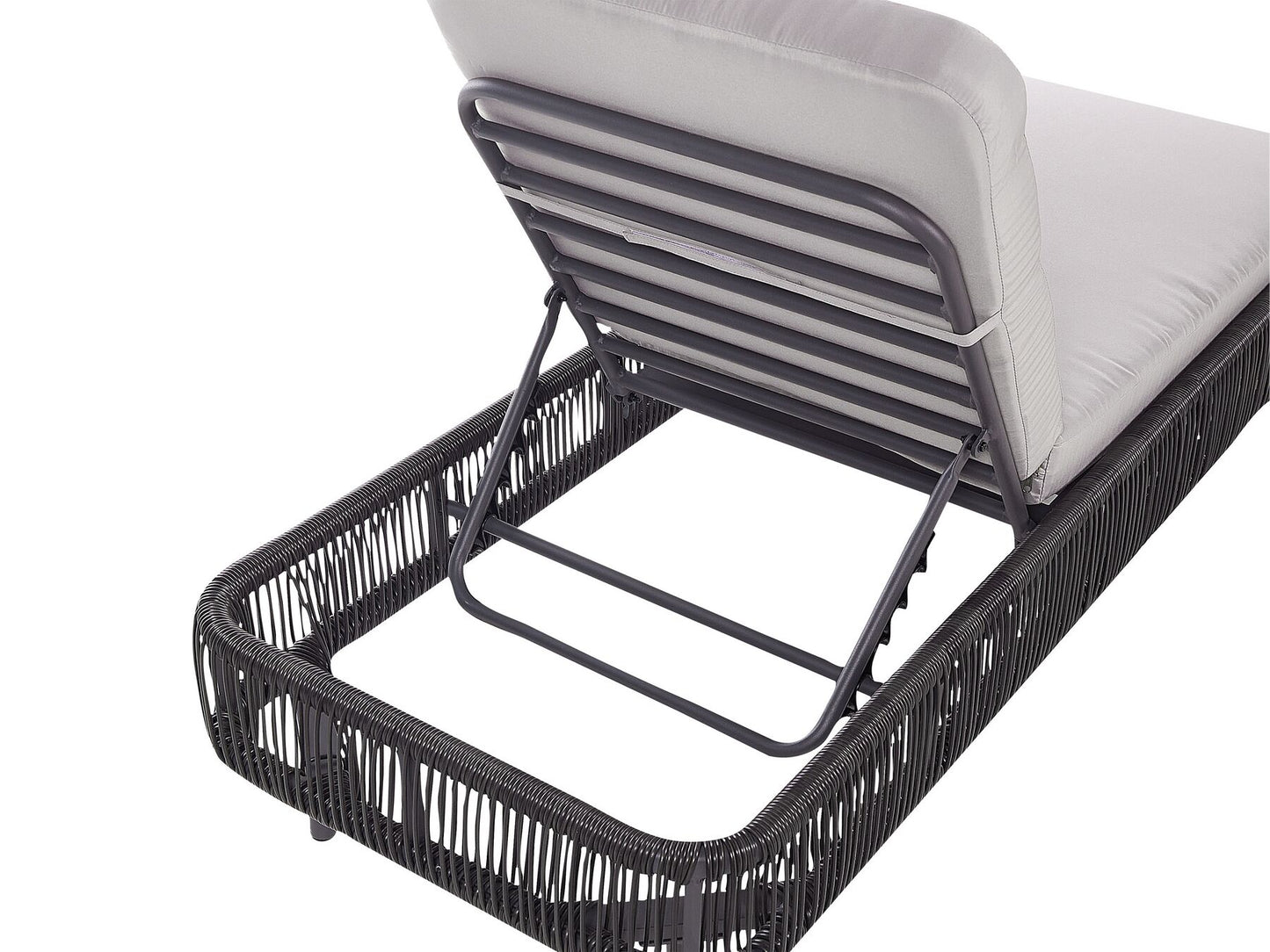 PE Rattan Reclining Sun Lounger Grey OSINI