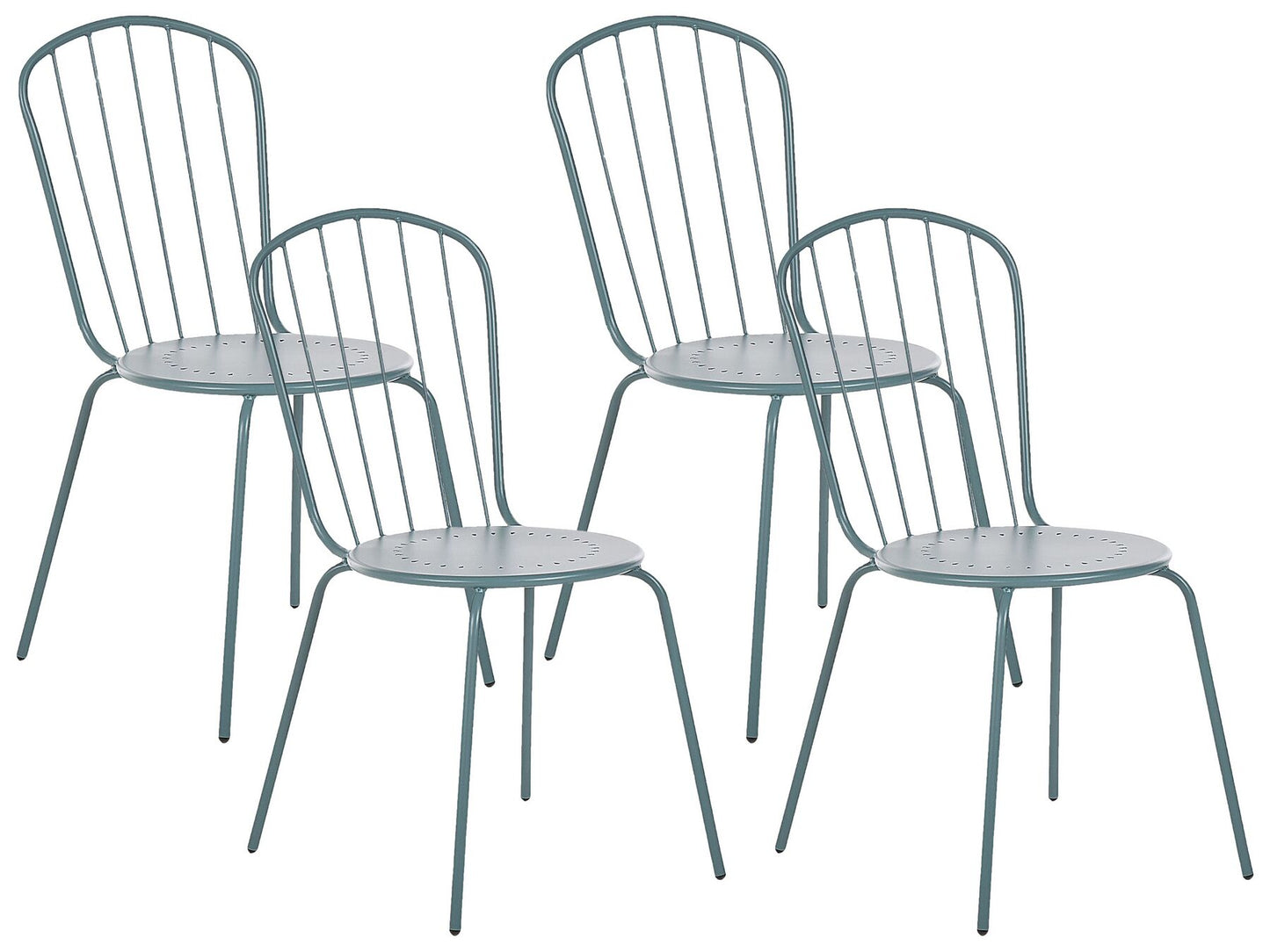 Garden Dining Set 4 Seater CALVI with Parasol (16 Options) Metal Light Blue
