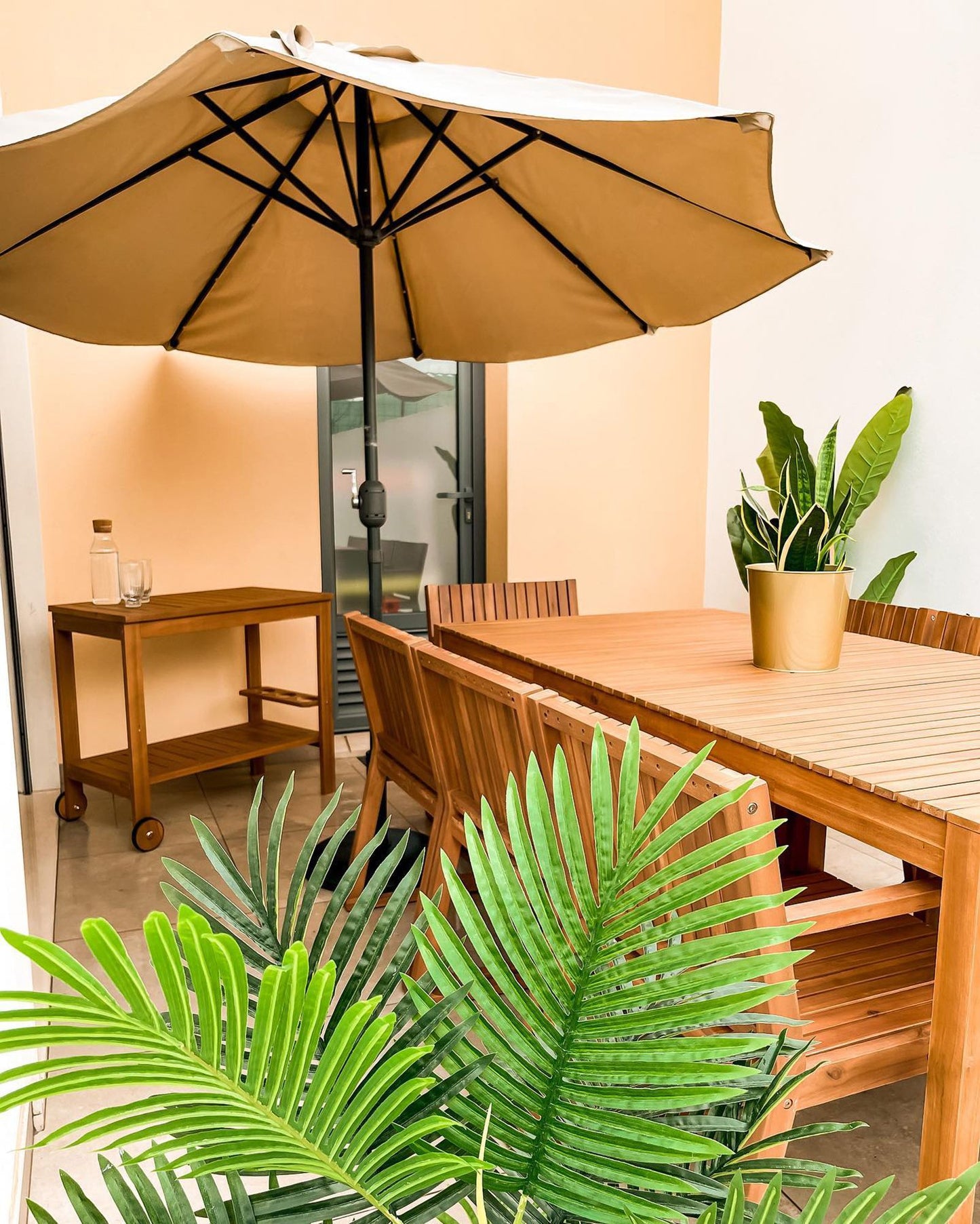 Garden Dining Set with Trolley 8 Seater SASSARI Acacia Wood Brown